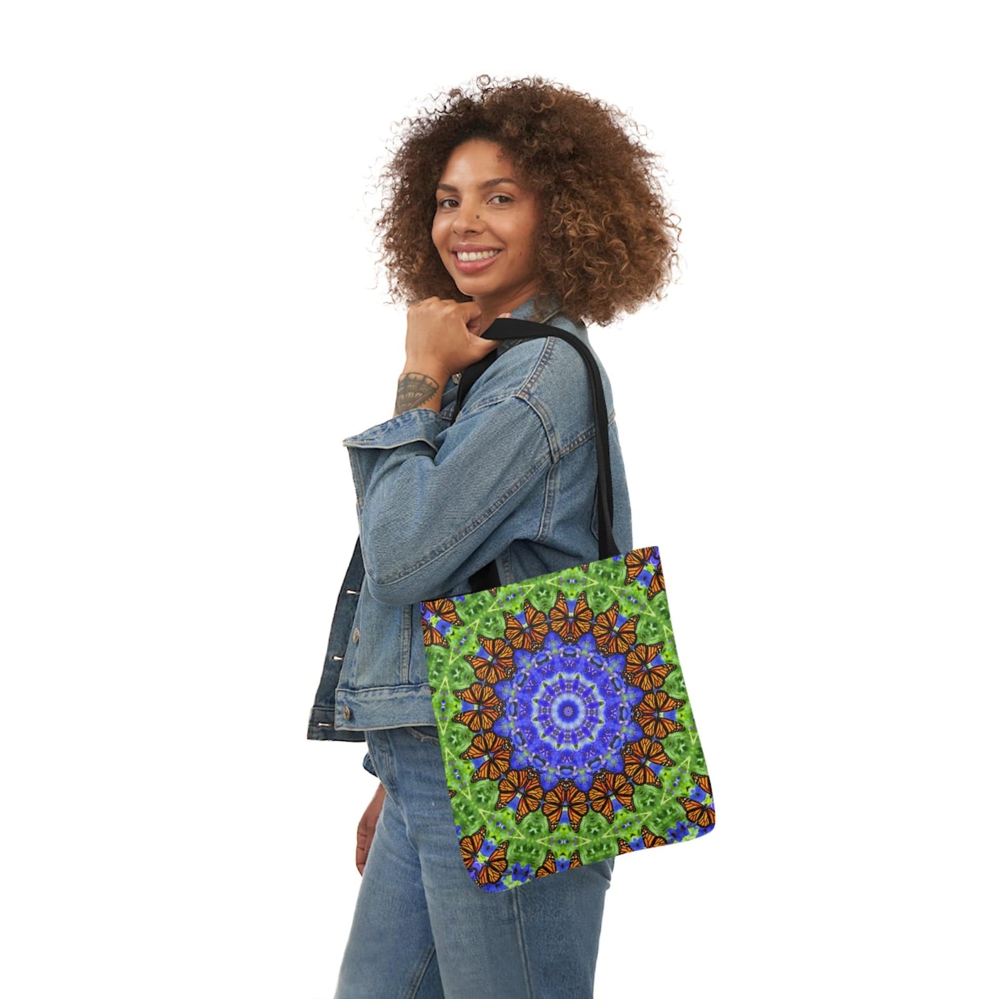 Cute Canvas Butterfly Art Tote Bag - Vibrant Mandala Art for Everyday Style Altruistic Aura