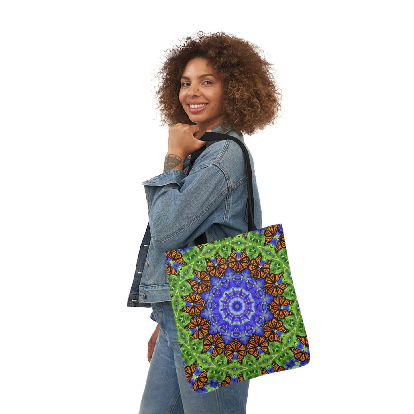 Cute Canvas Butterfly Art Tote Bag - Vibrant Mandala Art for Everyday Style Altruistic Aura