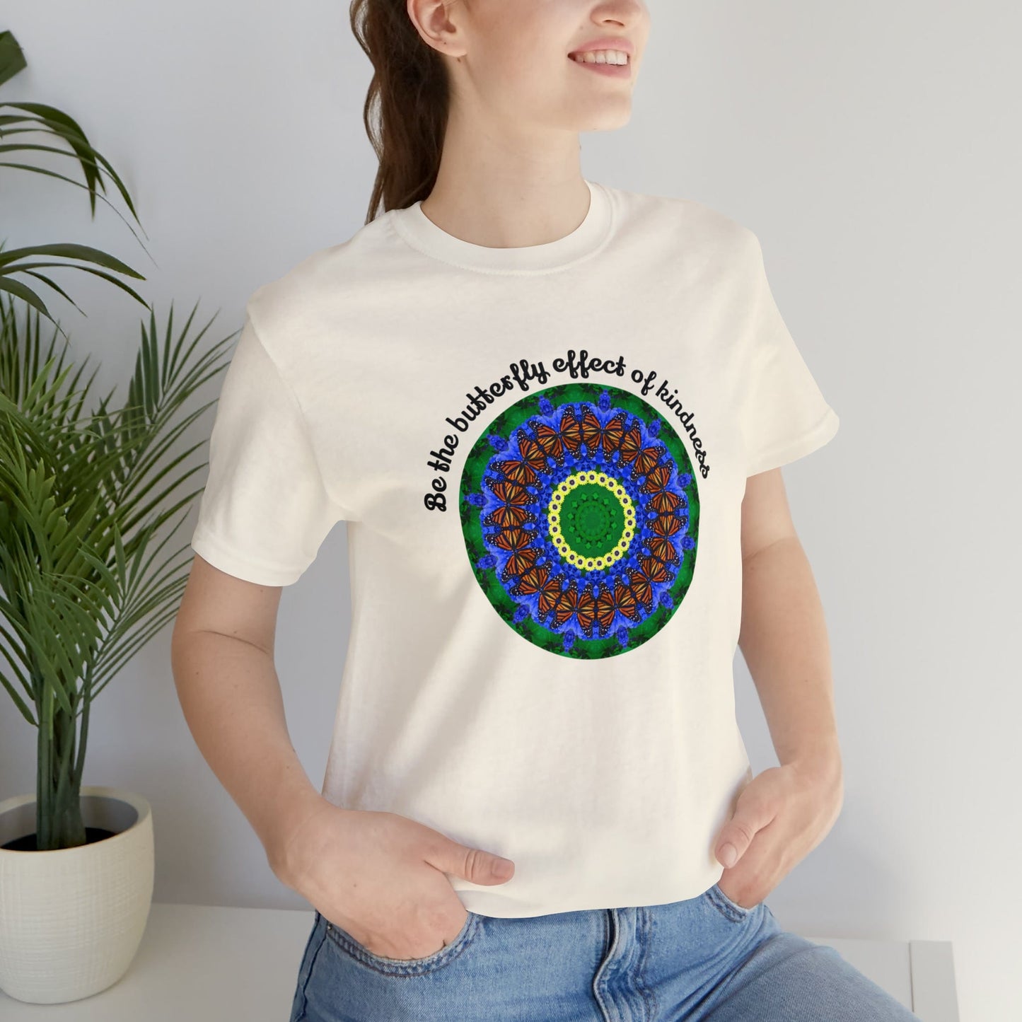 Cute Graphic Kindness Shirts  - Beautiful Monarch Butterfly Mandala Art For Positive Vibes – Butterfly Effect Natural
