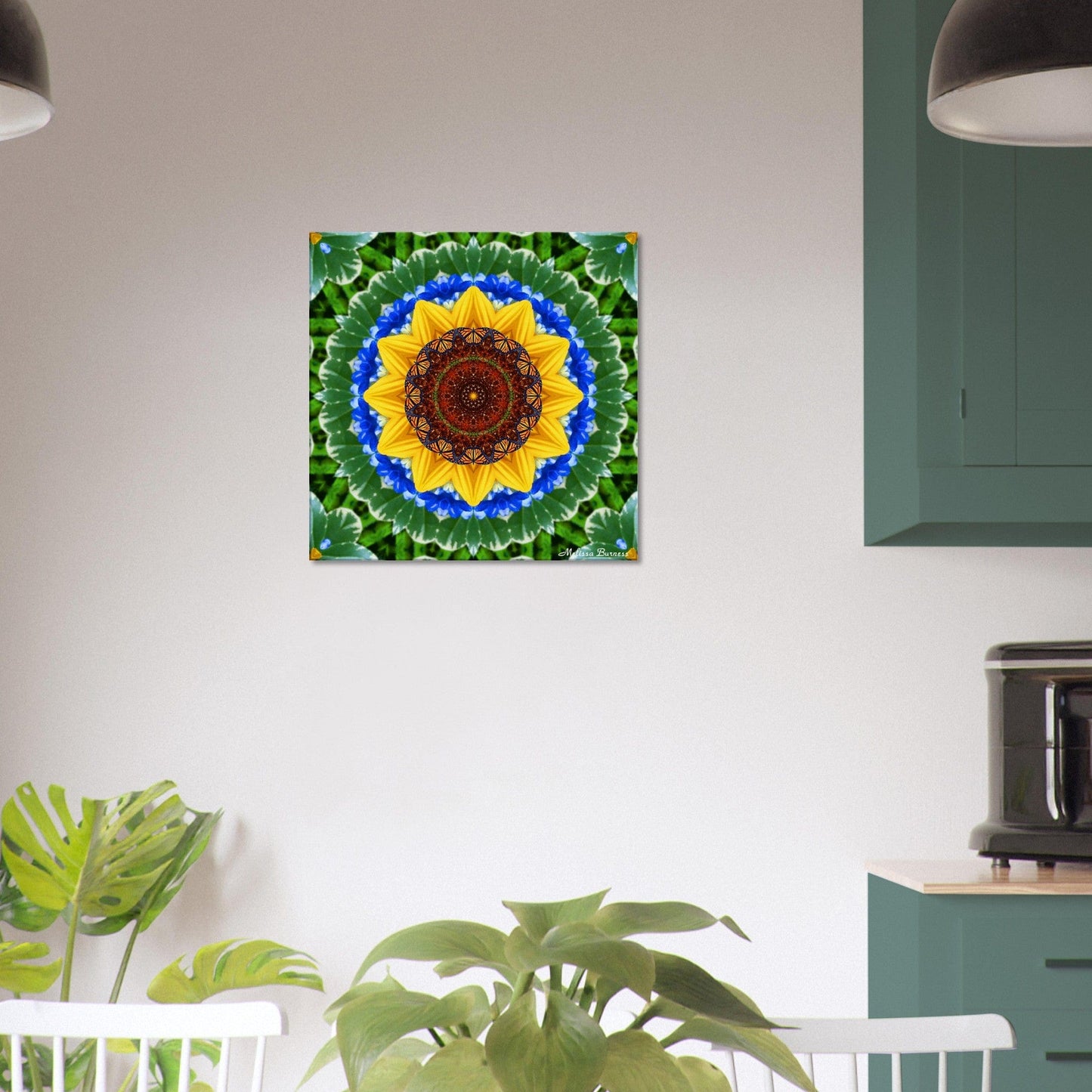 Sunflower and Monarch Butterfly Mandala Canvas Wall Art - Vibrant Nature-inspired Home Decor