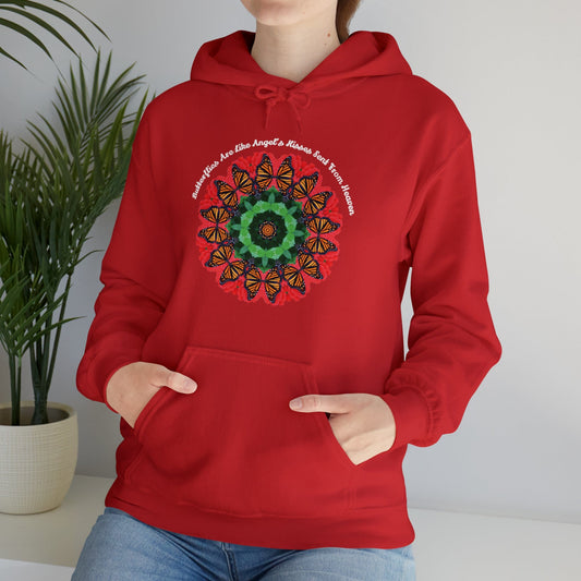 Monarch Butterfly Love Sweatshirt Pullover Hoodie - Butterflies Are Like Nature’s Kisses Sent From Heaven Red
