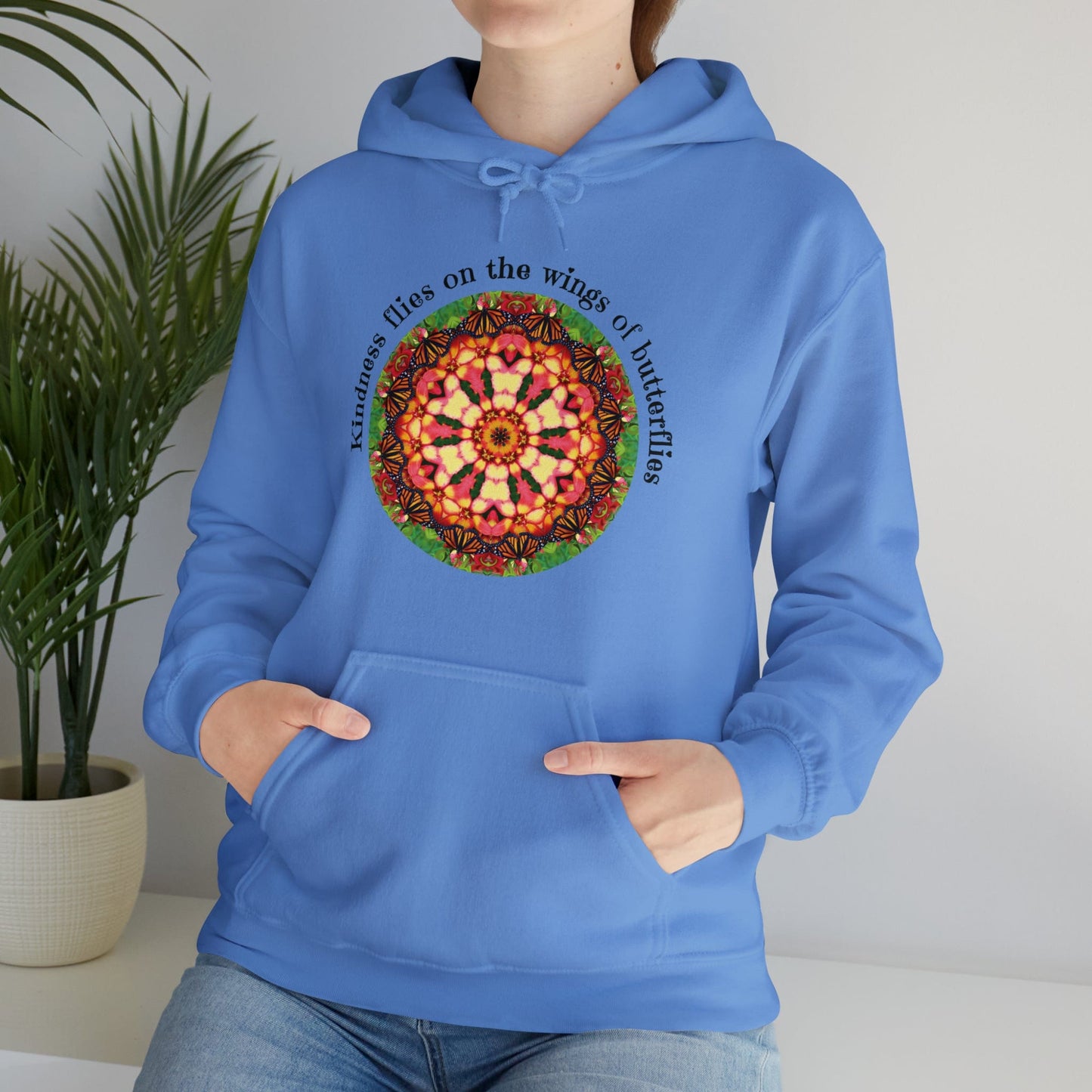 Pretty & Cute Butterfly Kindness Graphic Hoodie Sweatshirt Monarch Butterfly Mandala Art Kindness flies on the wings of butterflies