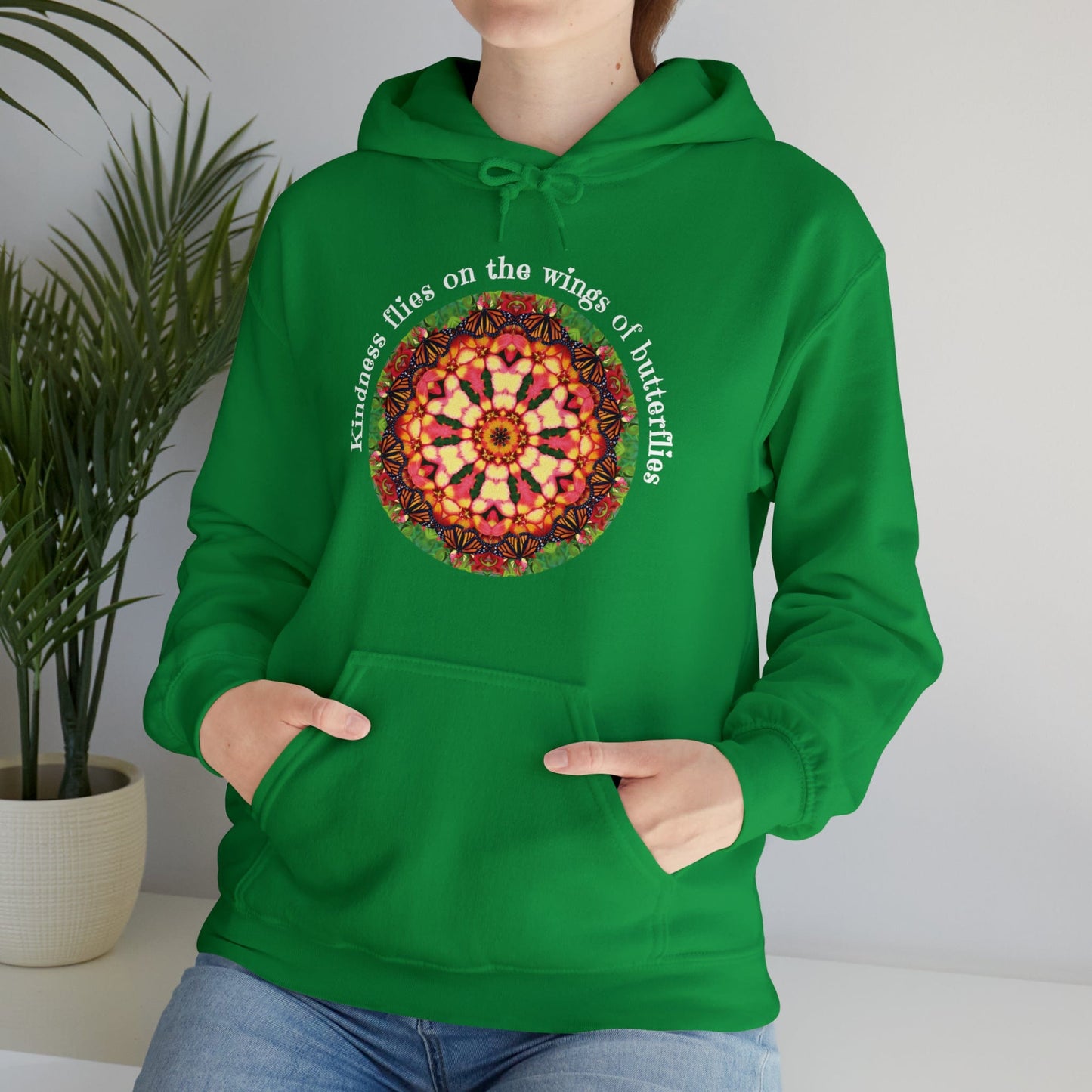 Pretty & Cute Butterfly Kindness Graphic Hoodie Sweatshirt Monarch Butterfly Mandala Art Kindness flies on the wings of butterflies