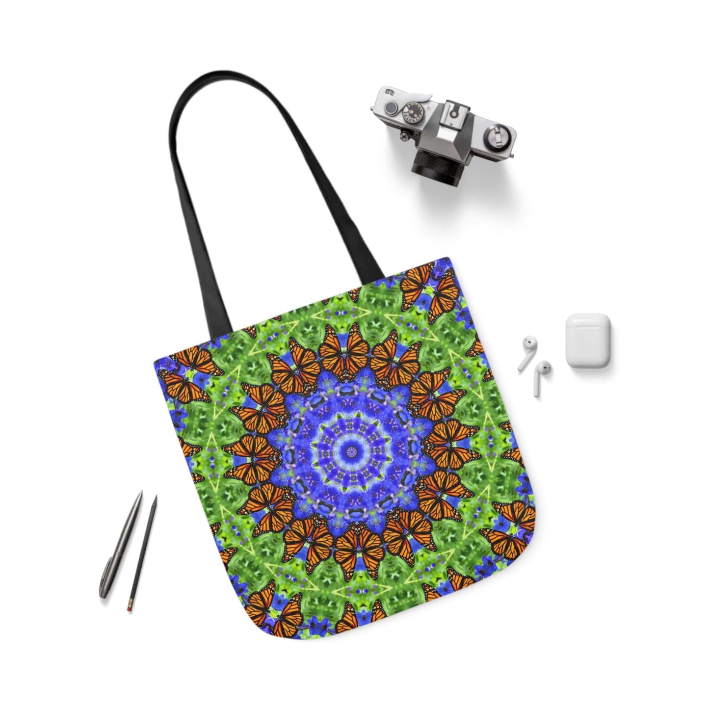 Cute Canvas Butterfly Art Tote Bag - Vibrant Mandala Art for Everyday Style Altruistic Aura