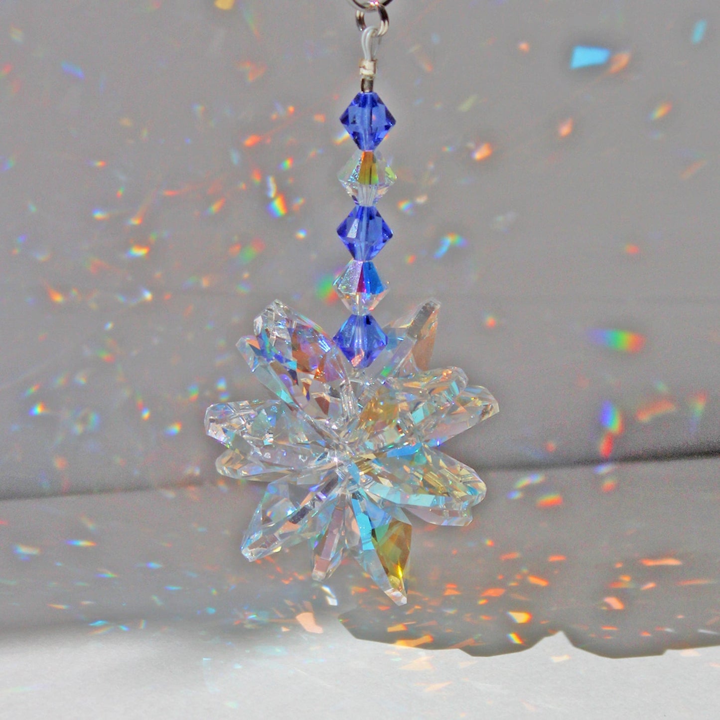 Crystal Pendulum Ornament & Rainbow Maker Swarovski Sunlight Catcher Hanging Window Suncatcher For Treasured Crystal Gifts Aurora Borealis