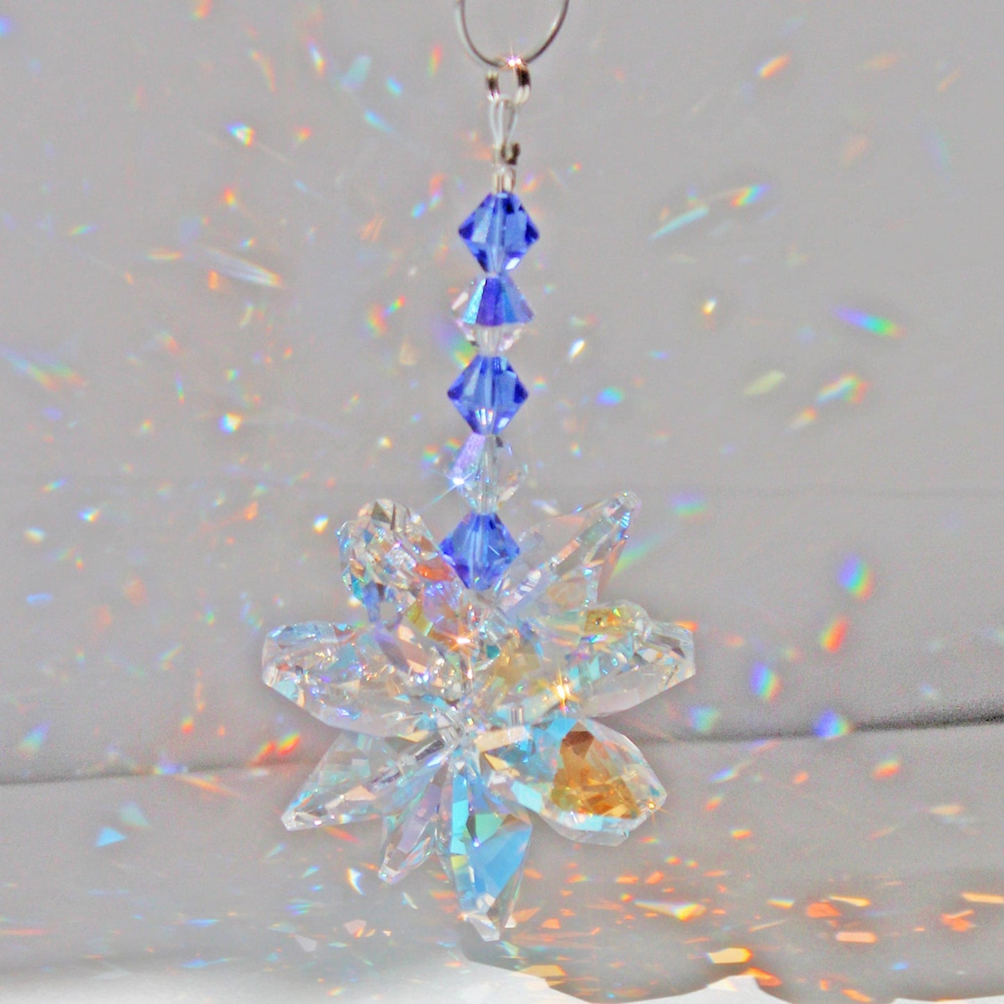 Crystal Pendulum Ornament & Rainbow Maker Swarovski Sunlight Catcher Hanging Window Suncatcher For Treasured Crystal Gifts Aurora Borealis