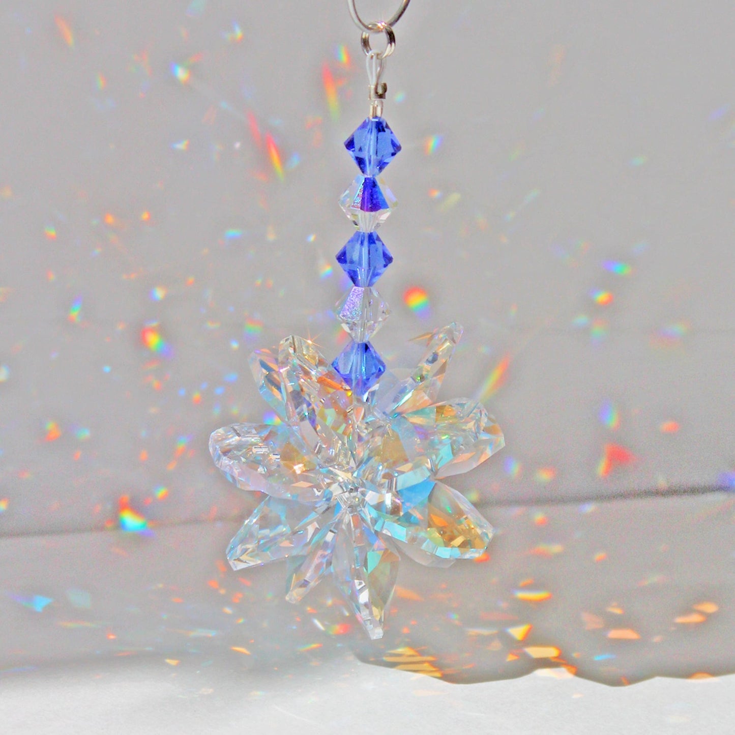 Crystal Pendulum Ornament & Rainbow Maker Swarovski Sunlight Catcher Hanging Window Suncatcher For Treasured Crystal Gifts Aurora Borealis