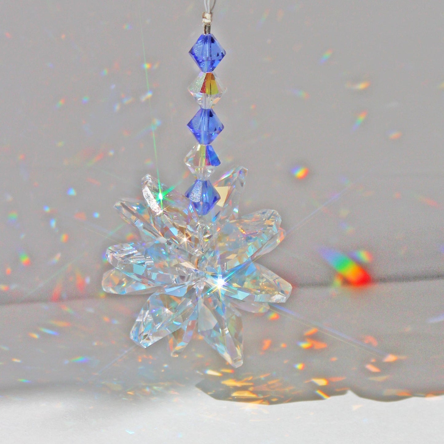 Crystal Pendulum Ornament & Rainbow Maker Swarovski Sunlight Catcher Hanging Window Suncatcher For Treasured Crystal Gifts Aurora Borealis