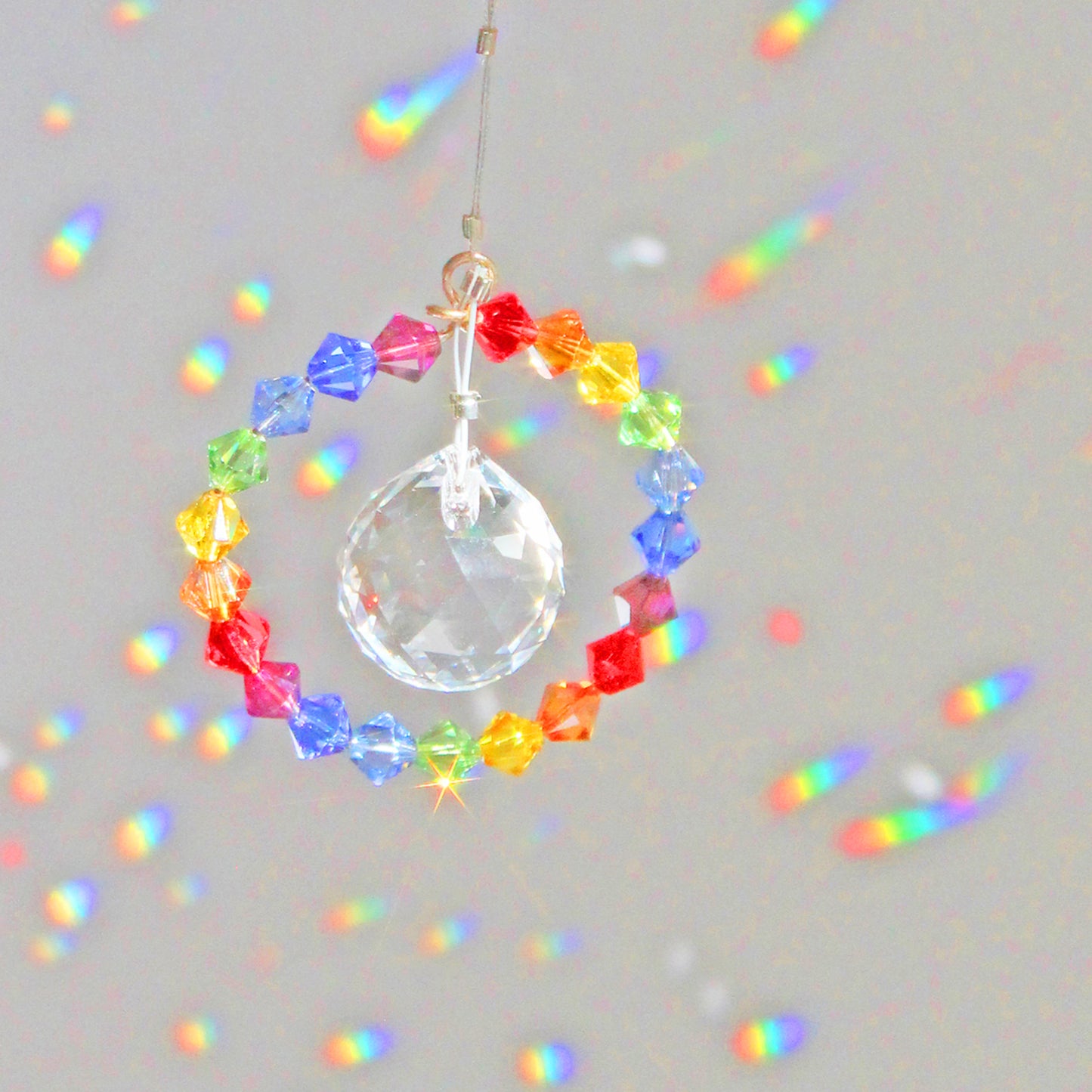 Rainbow Maker, Sunlight Catcher, Crystal Ornament With Swarovski Prism, Chakra Ball Drop
