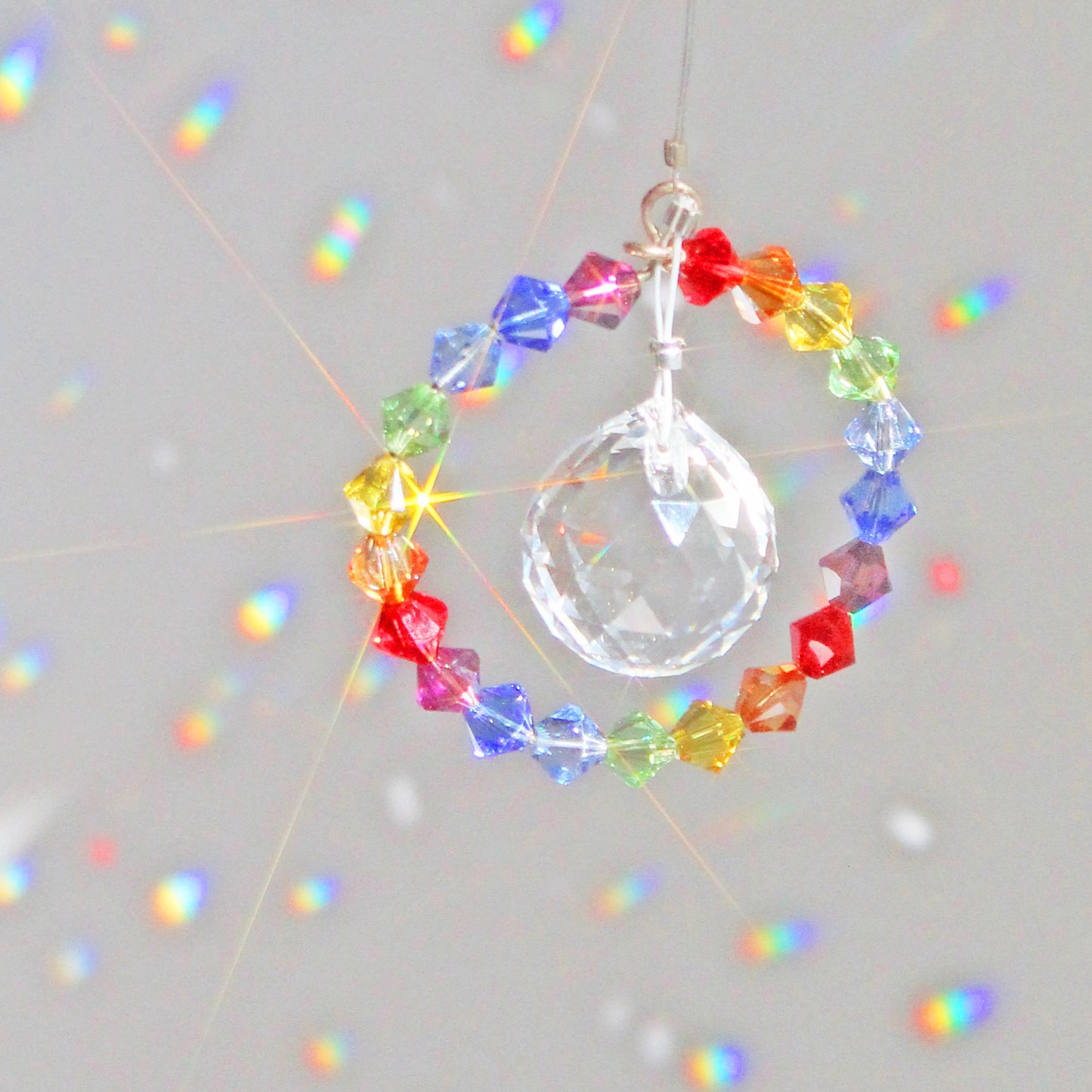 Rainbow Maker, Sunlight Catcher, Crystal Ornament With Swarovski Prism, Chakra Ball Drop