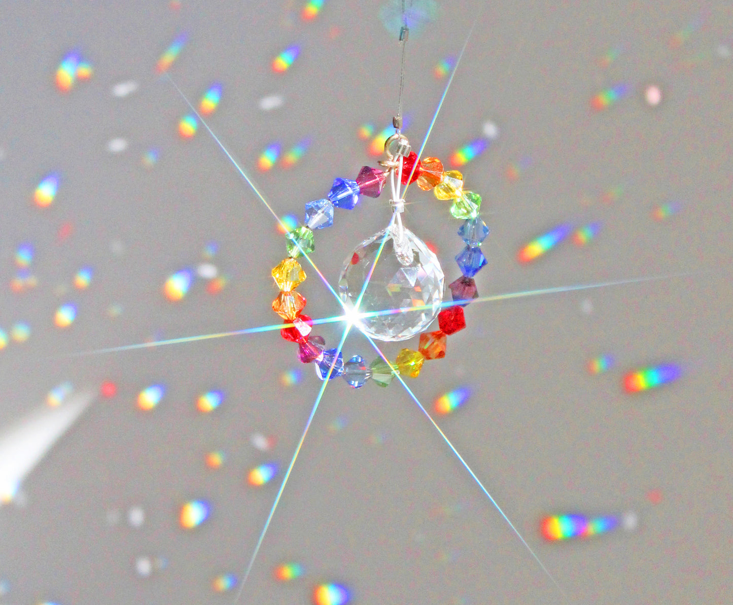 Rainbow Maker, Sunlight Catcher, Crystal Ornament With Swarovski Prism, Chakra Ball Drop