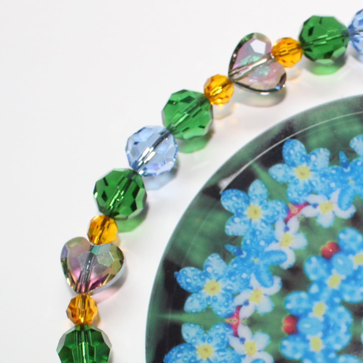 Sunlight Catcher & Rainbow Maker, With Swarovski Crystal & Heart Prism & Forget Me Not Ornament Suncatcher Dewdrop of Devotion