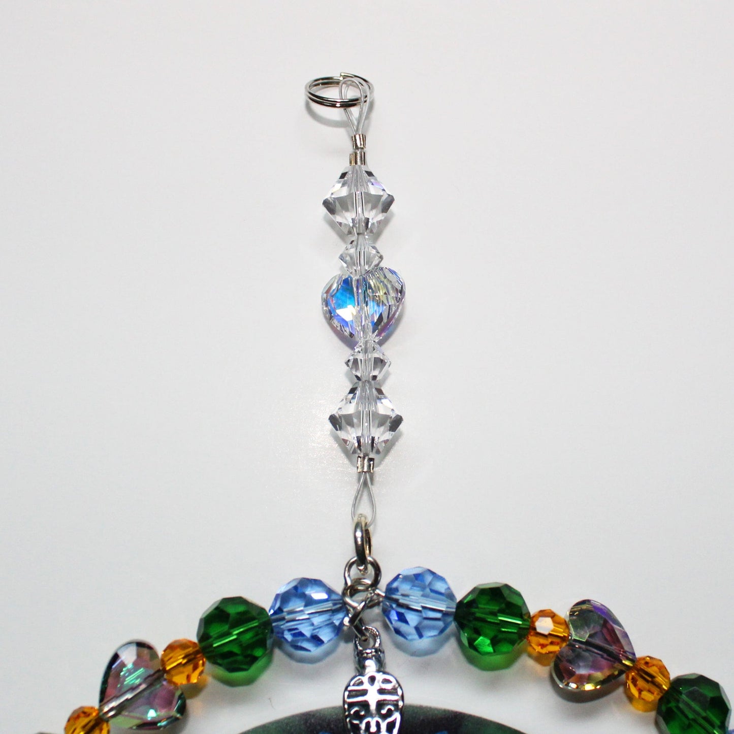 Sunlight Catcher & Rainbow Maker, With Swarovski Crystal & Heart Prism & Forget Me Not Ornament Suncatcher Dewdrop of Devotion