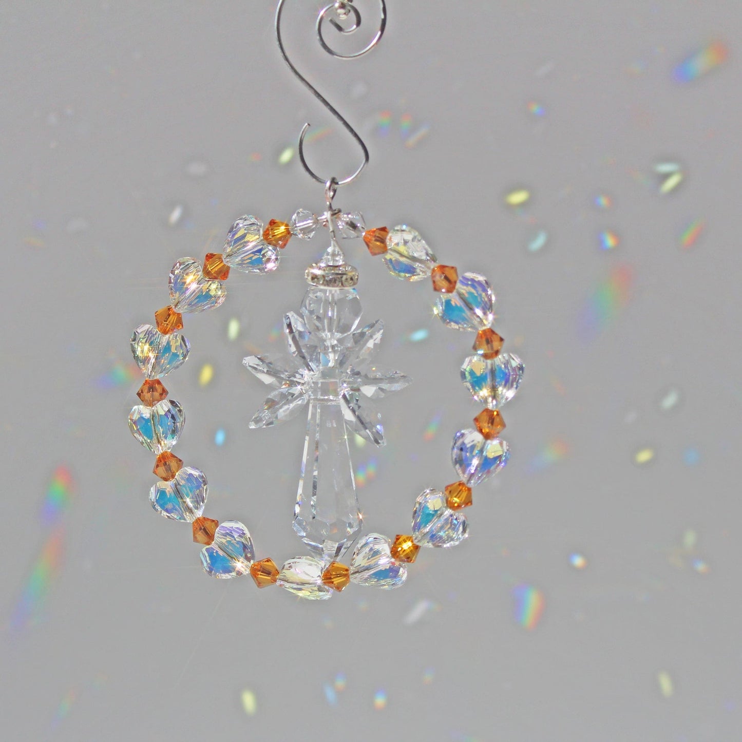Angel Crystal Suncatcher Pendulum Ornament, Rainbow Maker, Sunlight Catcher, Hanging Crystals For Crystal Feng Shui Decor