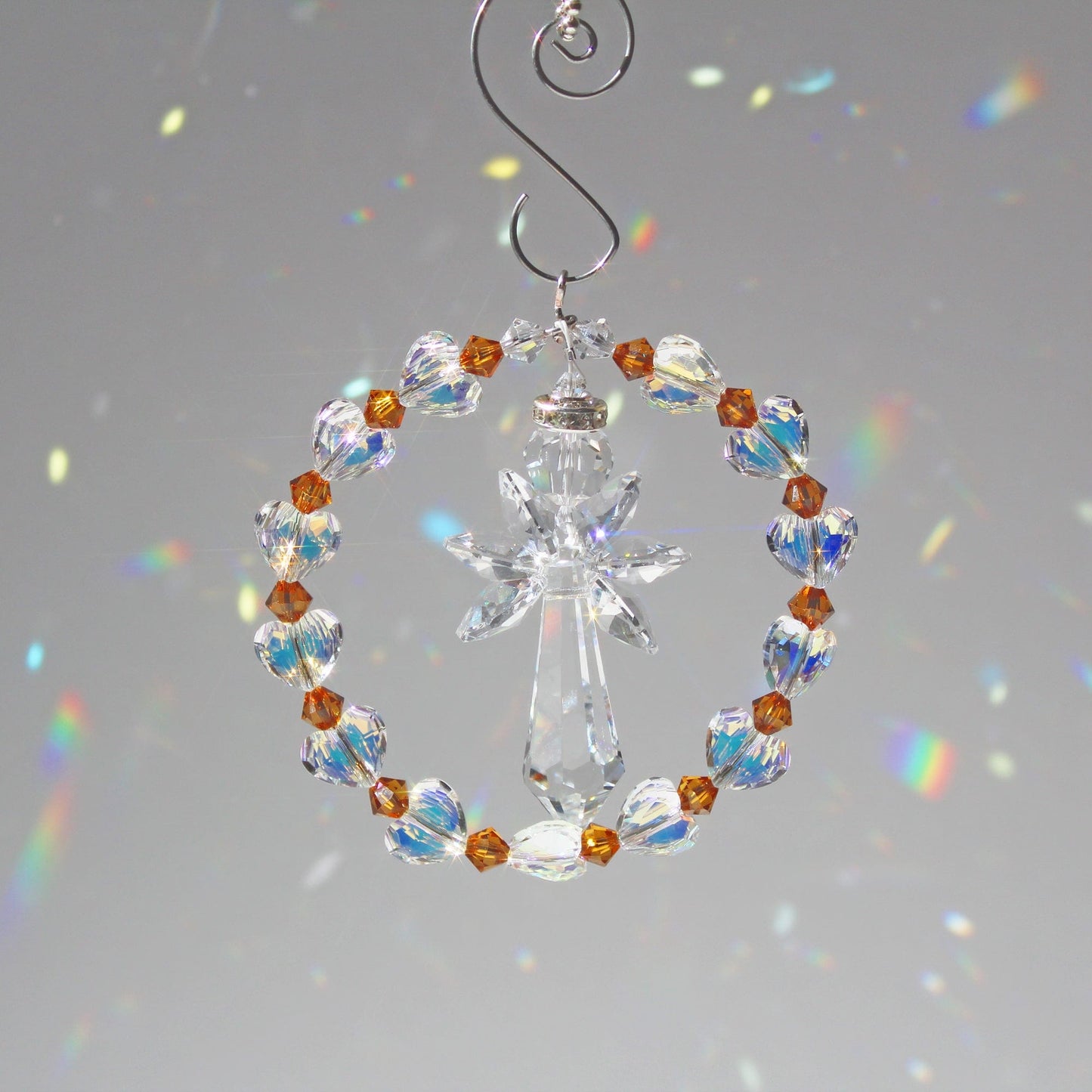 Angel Crystal Suncatcher Pendulum Ornament, Rainbow Maker, Sunlight Catcher, Hanging Crystals For Crystal Feng Shui Decor