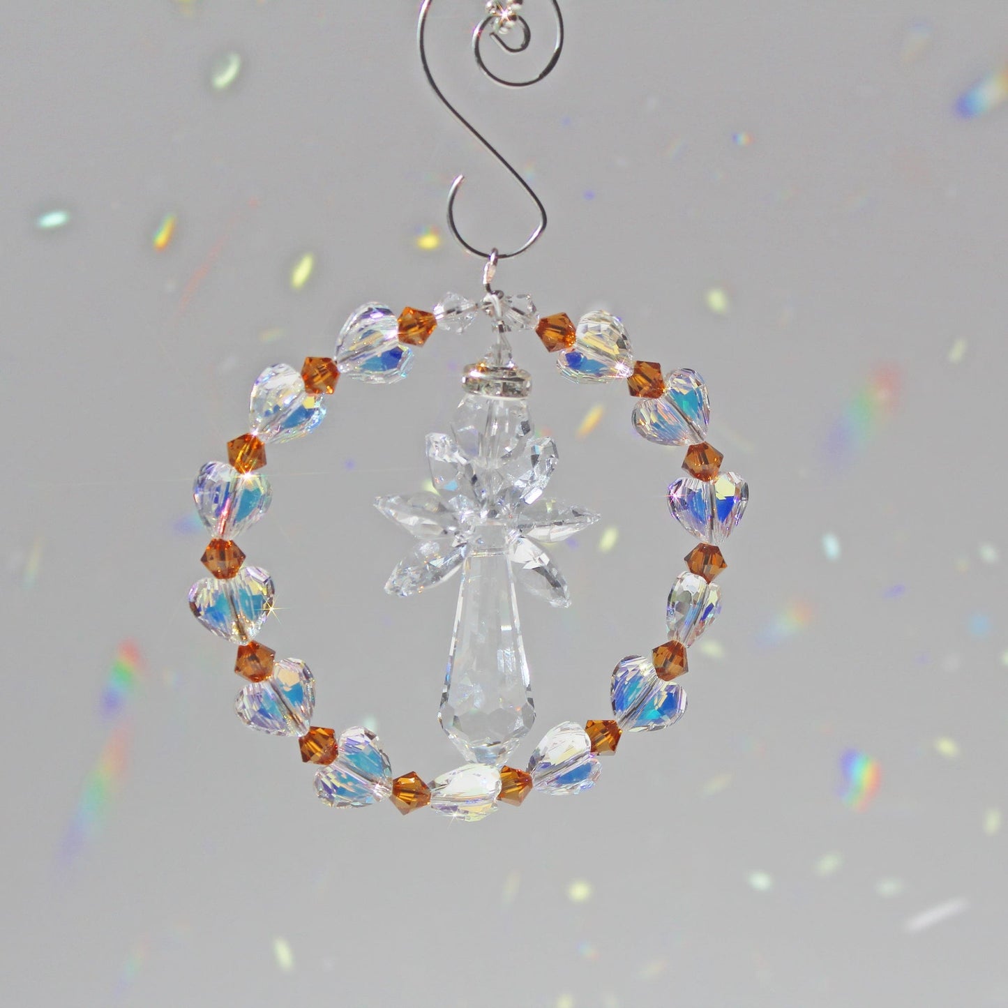 Angel Crystal Suncatcher Pendulum Ornament, Rainbow Maker, Sunlight Catcher, Hanging Crystals For Crystal Feng Shui Decor