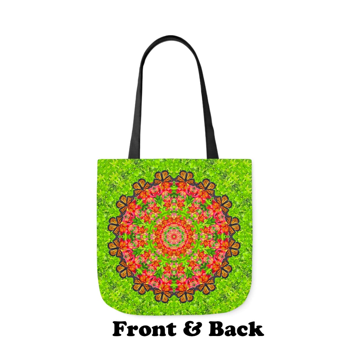 Graphic Butterfly Tote Bag Cute and Functional For Everyday, Work And Shopping Captivating Calliope front and back view