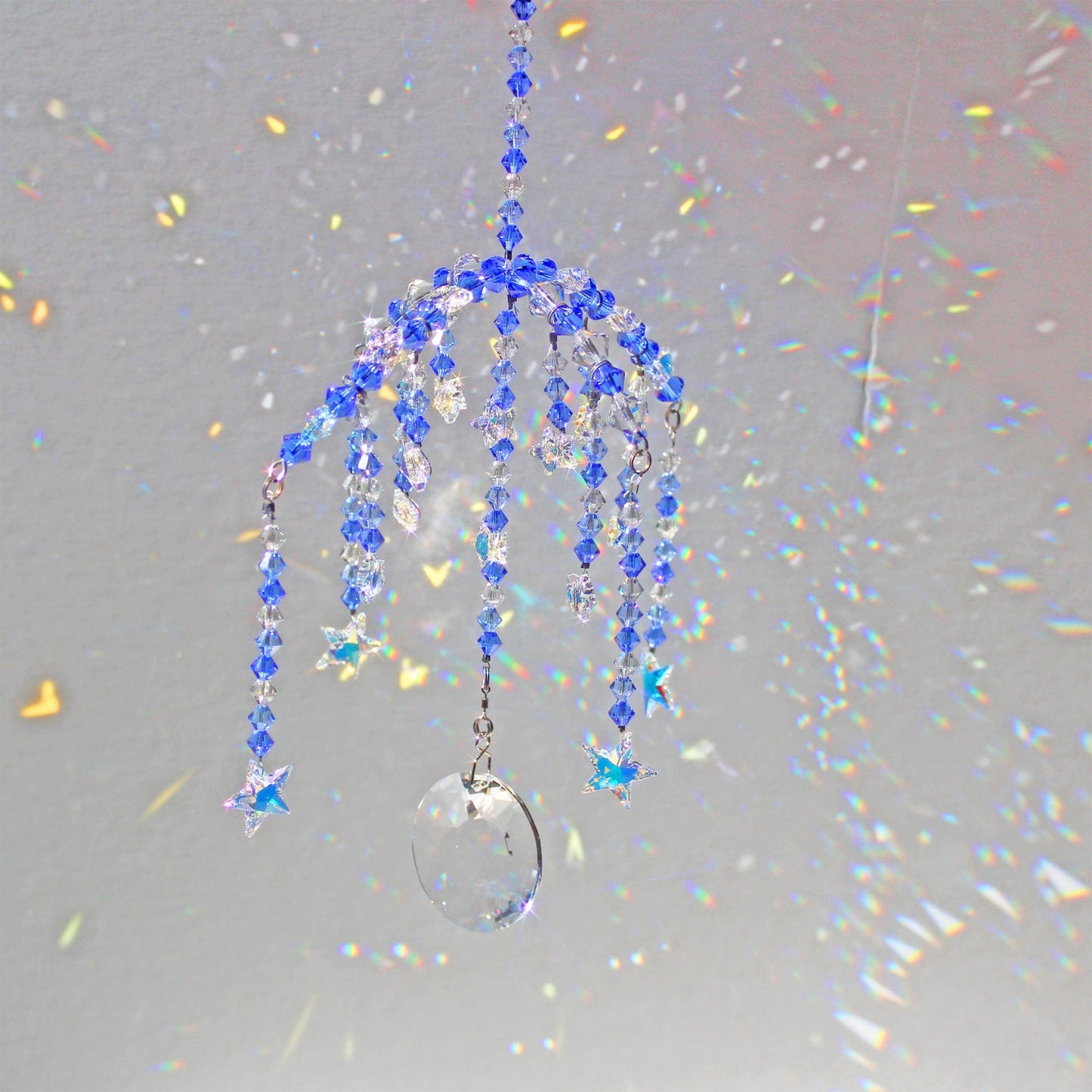 Sunlight Catcher, Window Suncatcher Crystal Sun Catcher & Rainbow Maker for Anxiety Relief, Mindfulness Gift, Moon and Stars Mobile
