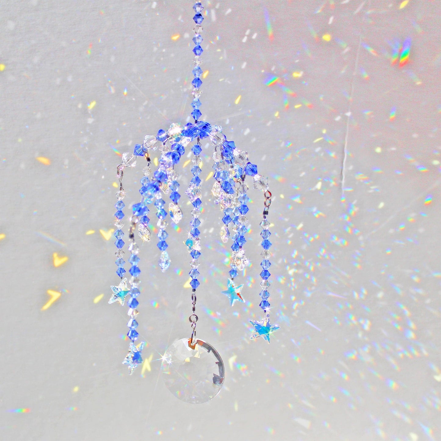 Sunlight Catcher, Window Suncatcher Crystal Sun Catcher & Rainbow Maker for Anxiety Relief, Mindfulness Gift, Moon and Stars Mobile