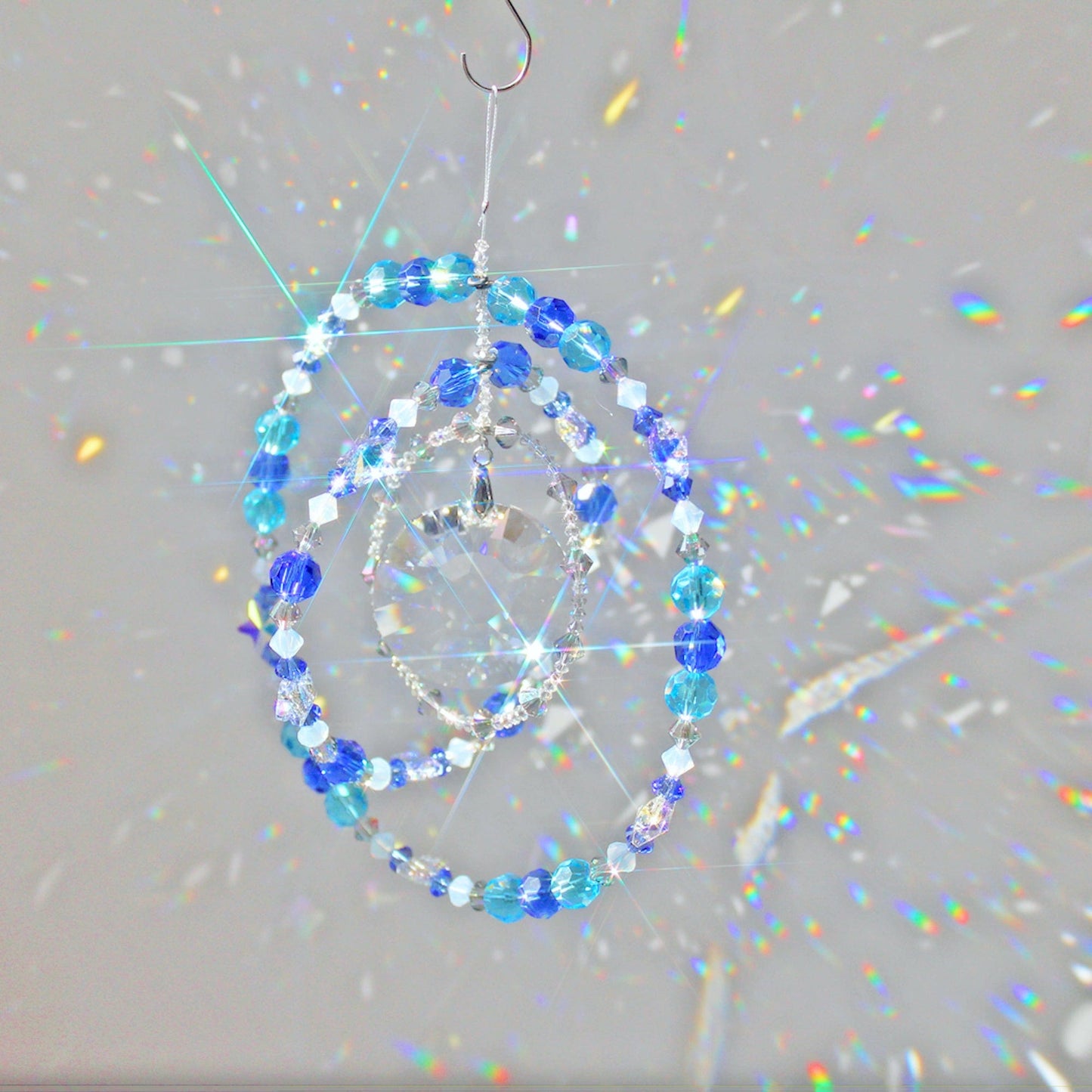 Moon Prism Crystal Pendulum Ornament For Feng Shui Crystal Art Decor, Mesmerizing Window Suncatcher