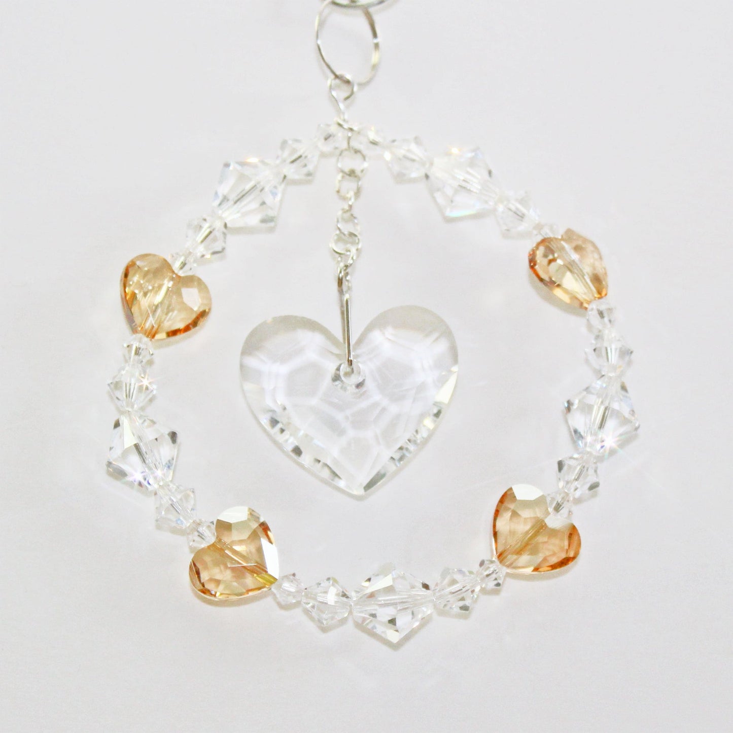 Crystal Heart Ornament & Rainbow Maker Suncatcher With Swarovski Prism Pendulum