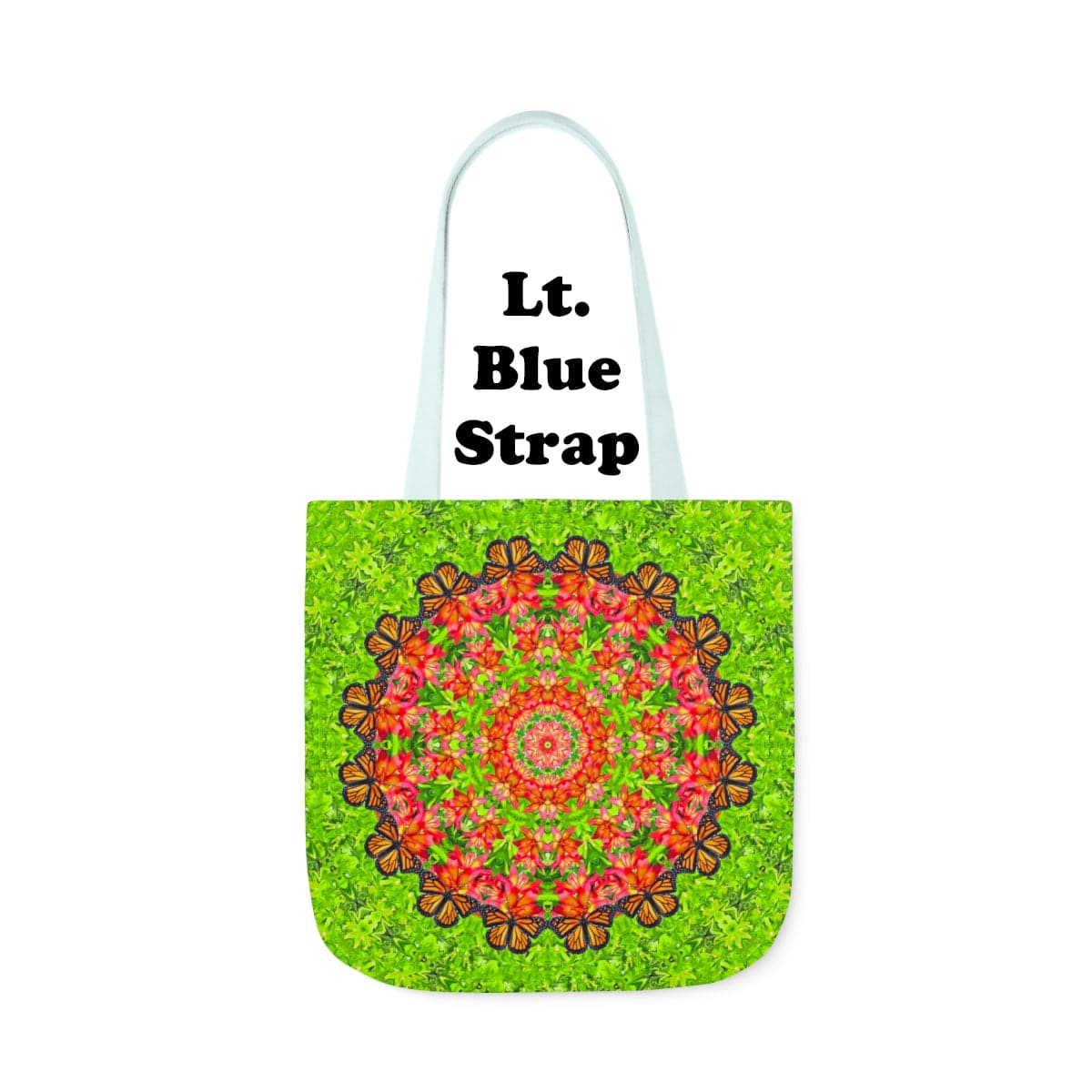 Graphic Butterfly Tote Bag Cute and Functional For Everyday, Work And Shopping Captivating Calliope lt. blue strap
