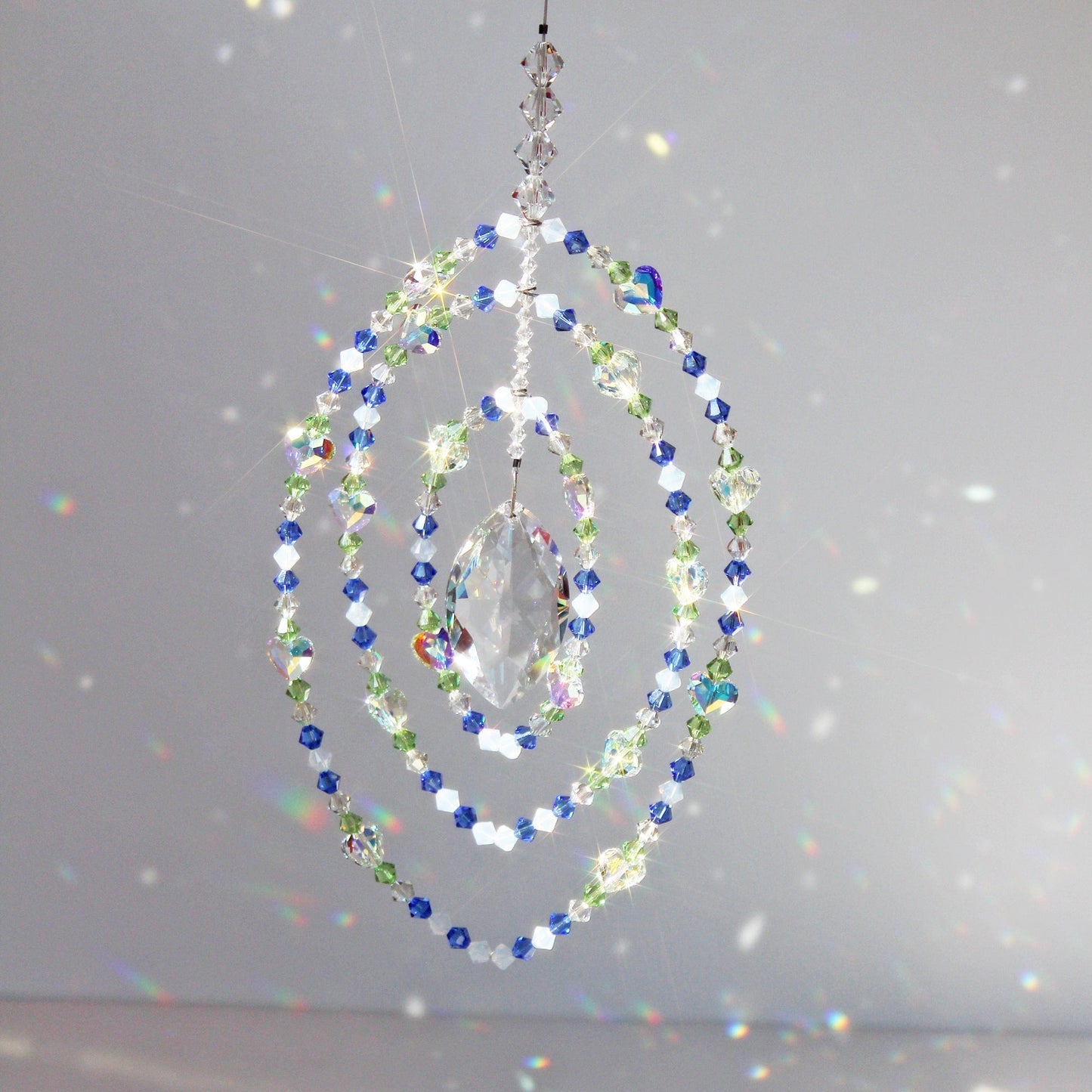 Exquisite Crystal Mobile Pendulum, Window Suncatcher, Sunlight Catcher, Feng Shui Decor, Swarovski Marquis Prism
