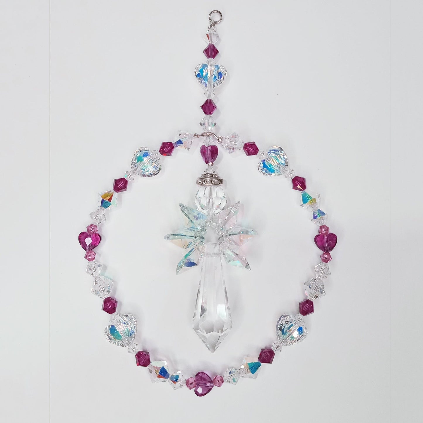 Angel Crystal Pendulum Suncatcher Ornament, Rainbow Maker, Sunlight Catcher, Hanging Crystals For Crystal Feng Shui Decor Heart Of An Angel