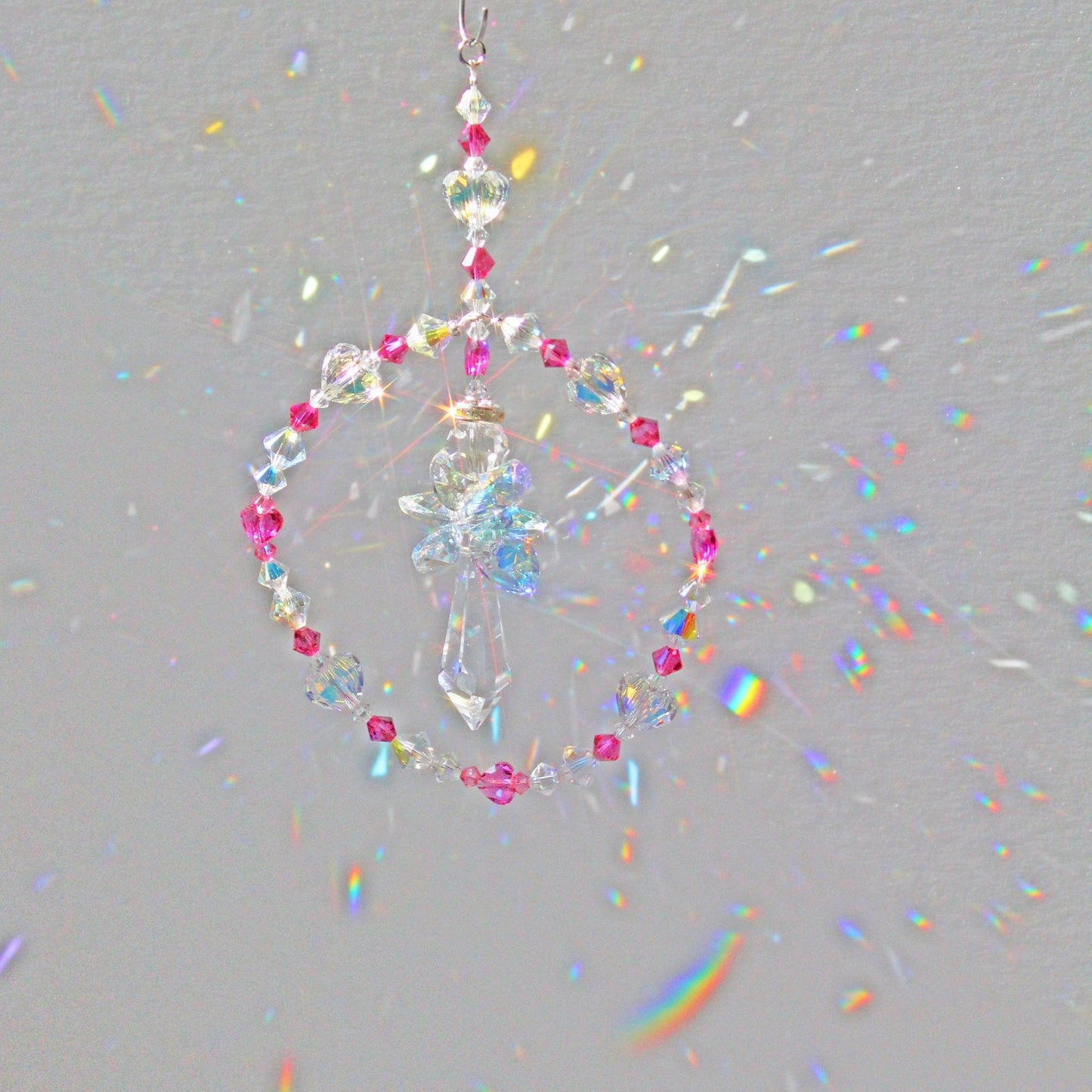 Angel Crystal Pendulum Suncatcher Ornament, Rainbow Maker, Sunlight Catcher, Hanging Crystals For Crystal Feng Shui Decor Heart Of An Angel