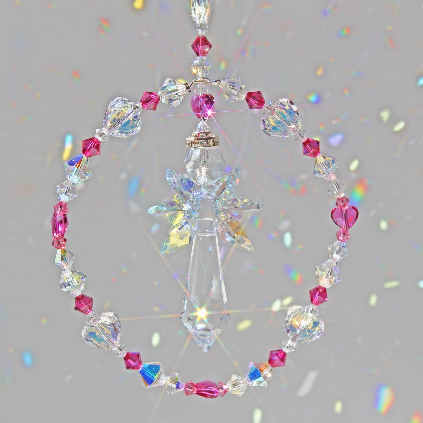 Angel Crystal Pendulum Suncatcher Ornament, Rainbow Maker, Sunlight Catcher, Hanging Crystals For Crystal Feng Shui Decor Heart Of An Angel