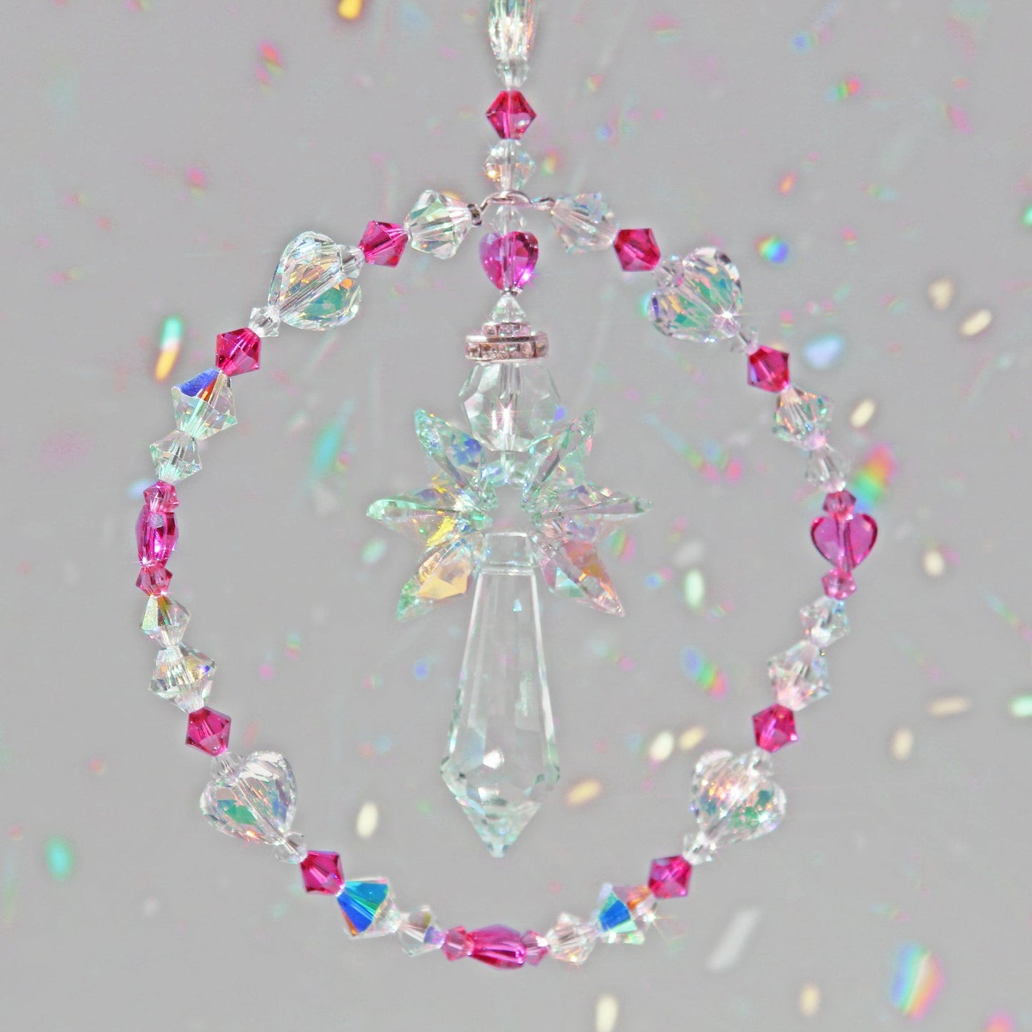Angel Crystal Pendulum Suncatcher Ornament, Rainbow Maker, Sunlight Catcher, Hanging Crystals For Crystal Feng Shui Decor Heart Of An Angel