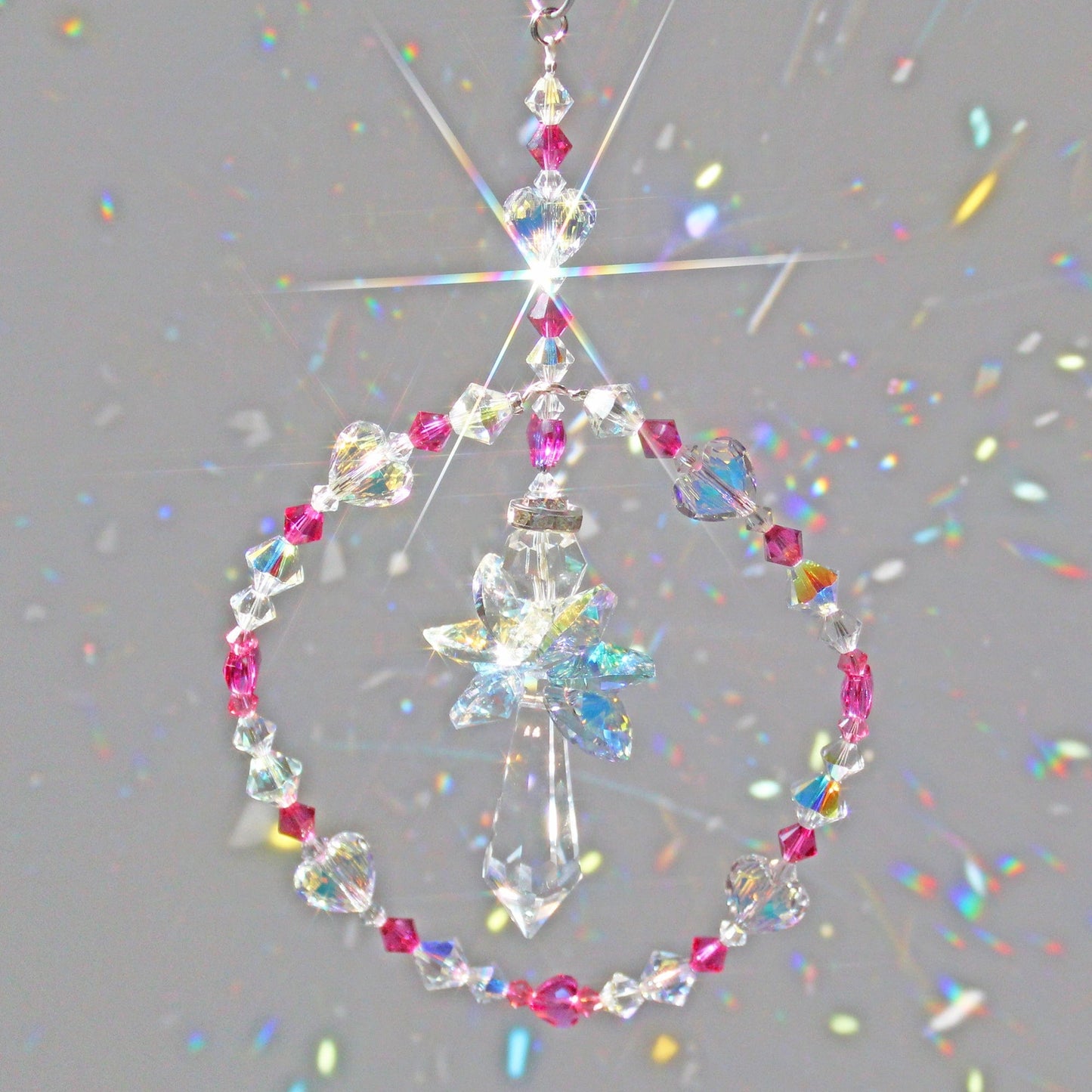 Angel Crystal Pendulum Suncatcher Ornament, Rainbow Maker, Sunlight Catcher, Hanging Crystals For Crystal Feng Shui Decor Heart Of An Angel