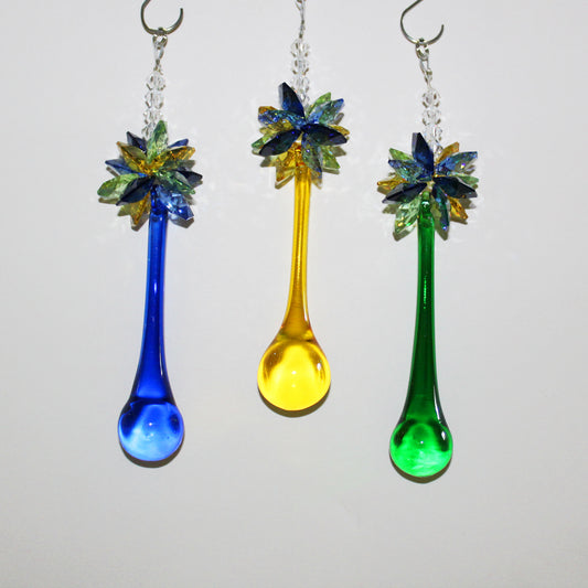 Sunlight Catcher, Crystal Window Suncatcher, Mindfulness Gift, Crystal Hanging Rainbow Maker With Swarovski Crystals Colorful Teardrops