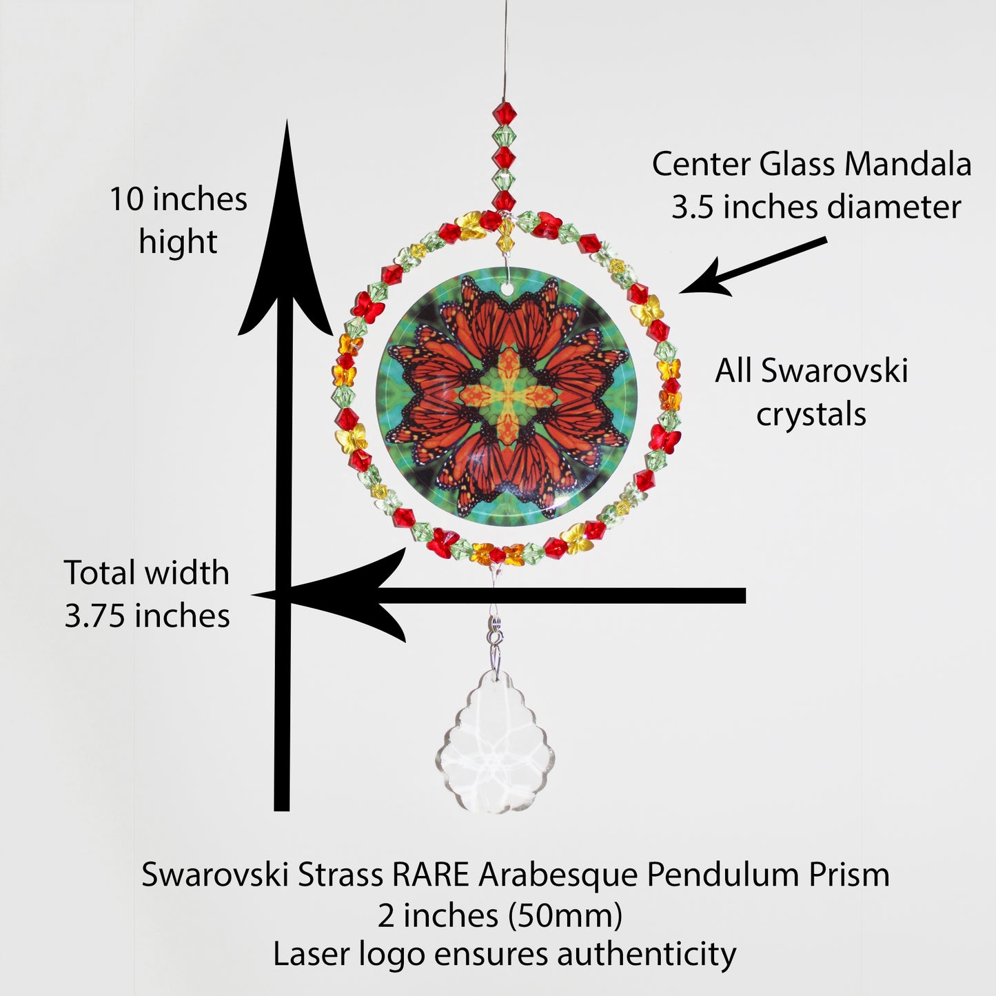 Monarch Butterfly Sunlight Catcher, Window Suncatcher, Meditation Tool, Mindfulness Butterfly Gifts, Timeless Treasure size reference