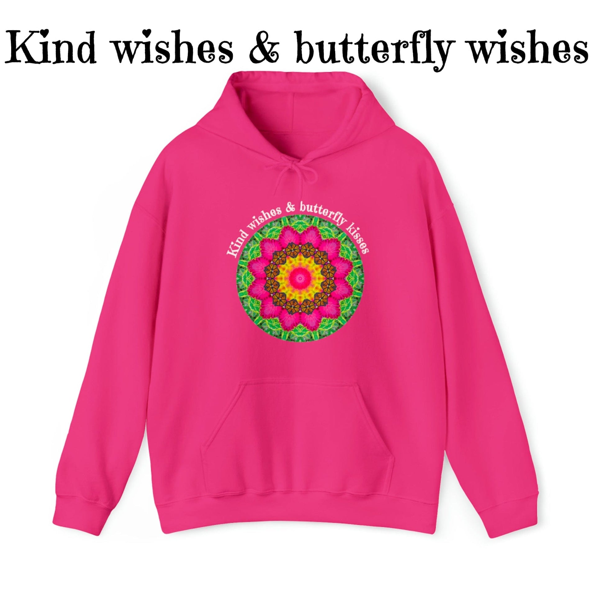 Pretty & Cute Butterfly Kindness Graphic Hoodie Sweatshirt Monarch Butterfly Mandala Art Kind wishes & butterfly kisses