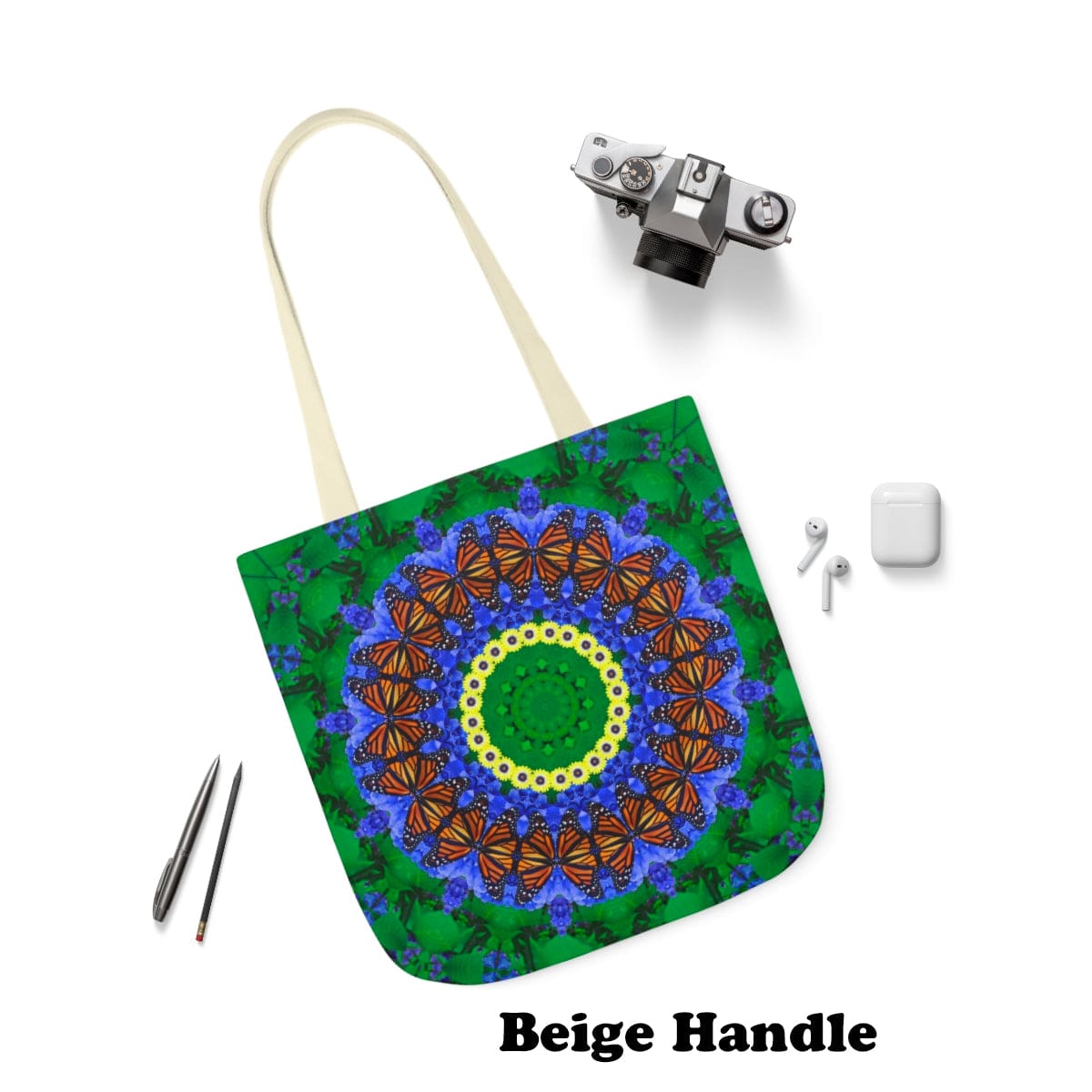 Graphic Butterfly Tote Bag Cute and Functional For Everyday, Work And Shopping Butterfly Effect beige handle