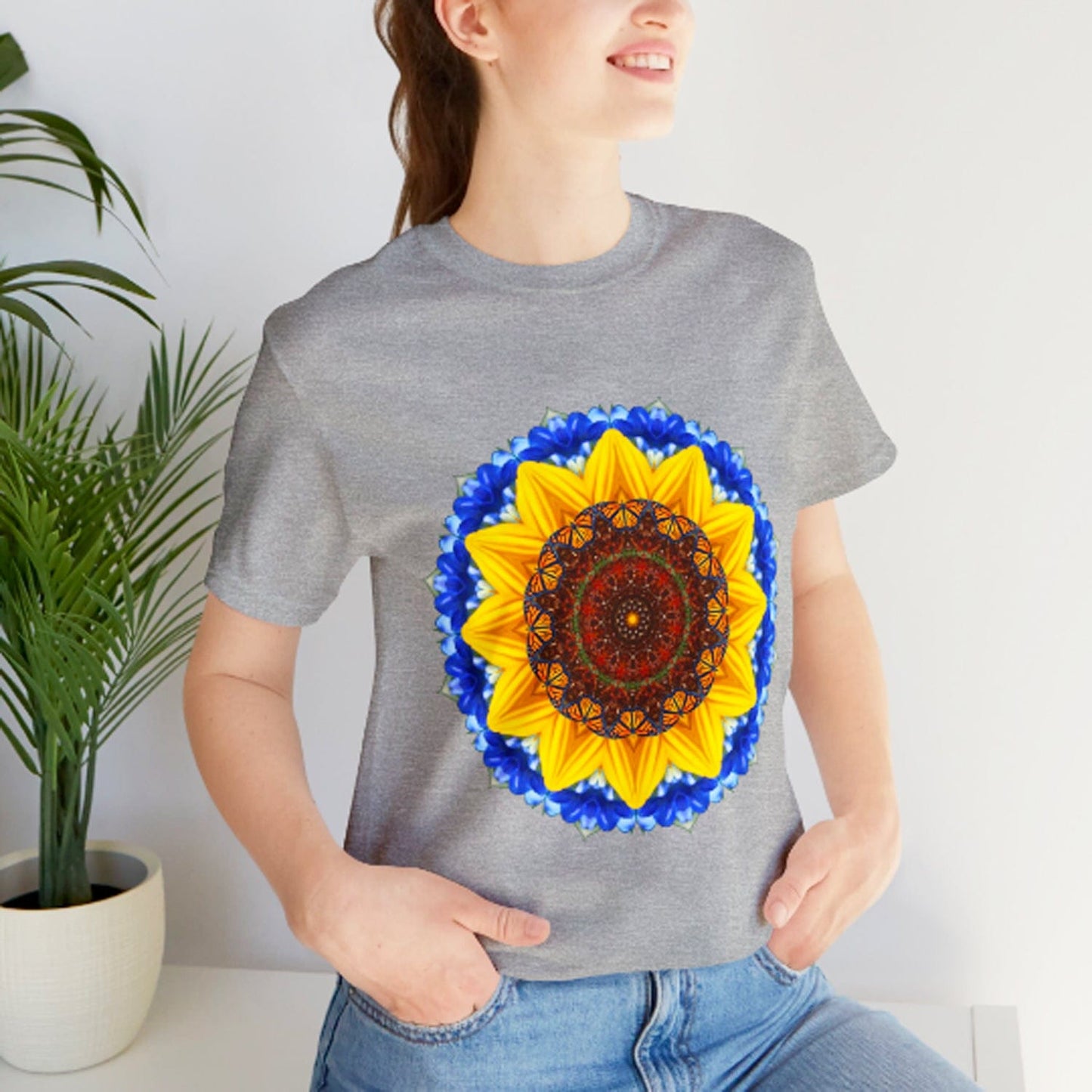 Monarch Butterfly Top,  Sunflower TShirt, Cute Mandala Art Shirt Designs