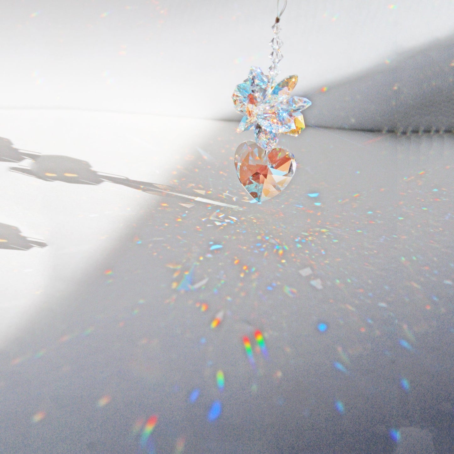 Gorgeous Window Suncatcher Crystal Heart Pendulum A Sunlight Catcher for Crystal Feng Shui Decor, Anniversary Wedding Gift
