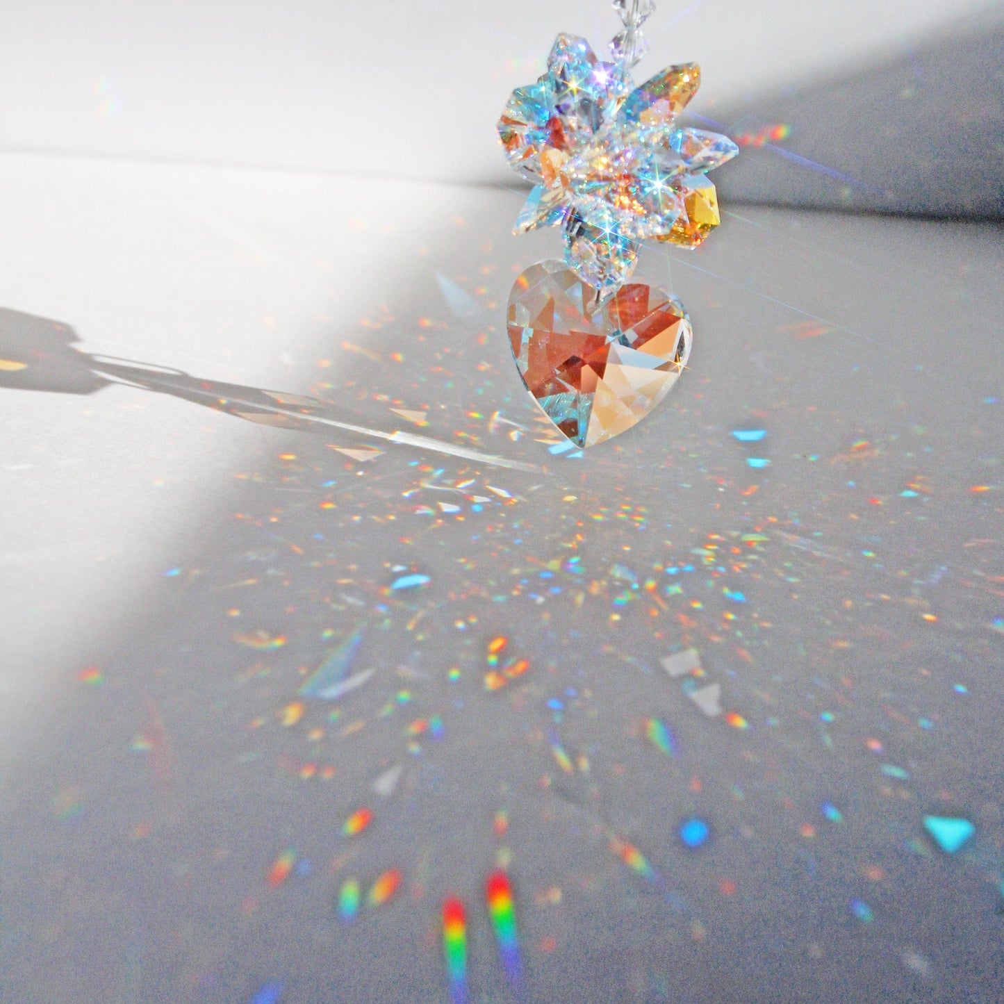Gorgeous Window Suncatcher Crystal Heart Pendulum A Sunlight Catcher for Crystal Feng Shui Decor, Anniversary Wedding Gift