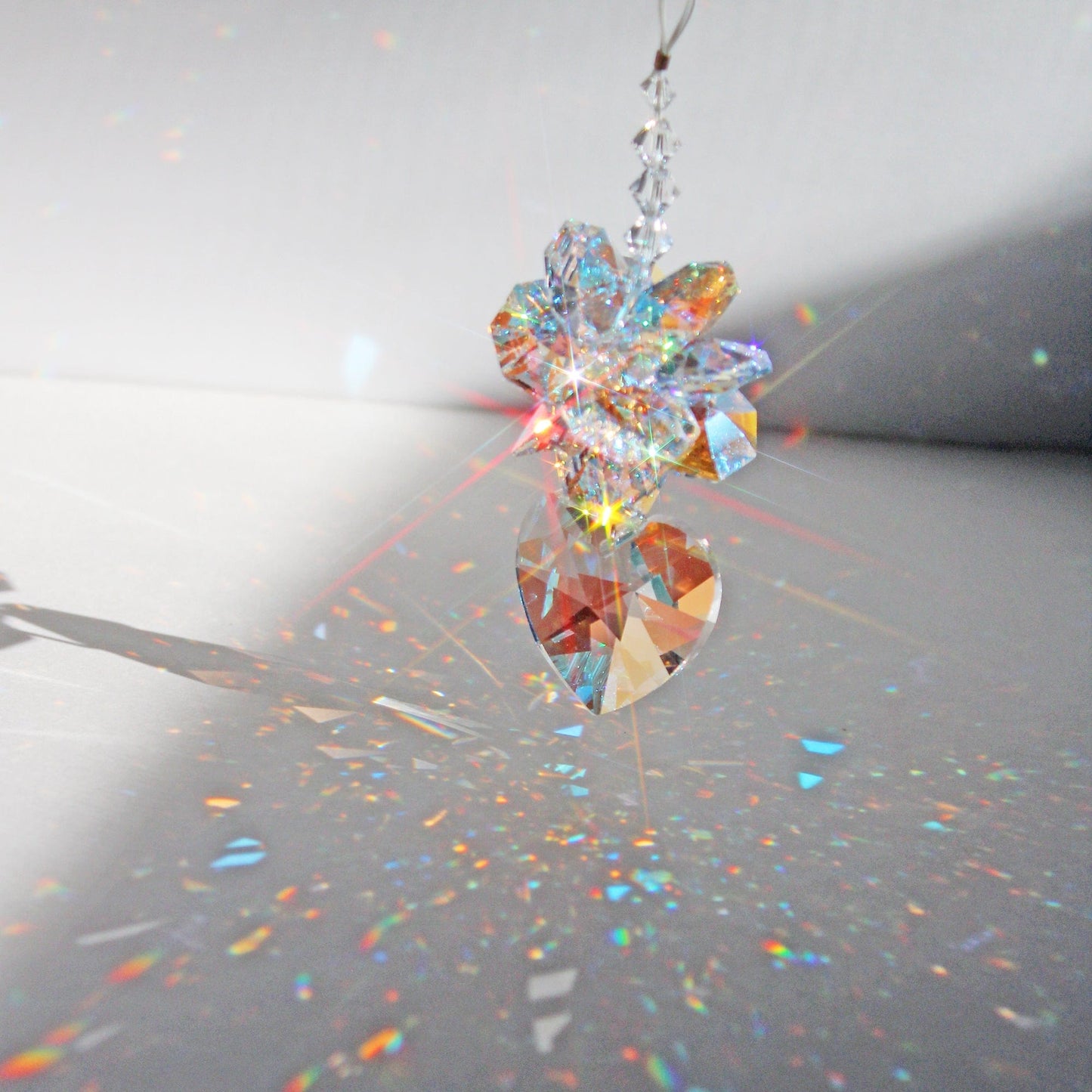 Gorgeous Window Suncatcher Crystal Heart Pendulum A Sunlight Catcher for Crystal Feng Shui Decor, Anniversary Wedding Gift