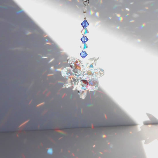 Crystal Pendulum Ornament & Rainbow Maker Swarovski Sunlight Catcher Hanging Window Suncatcher For Treasured Crystal Gifts Aurora Borealis  Vidoe