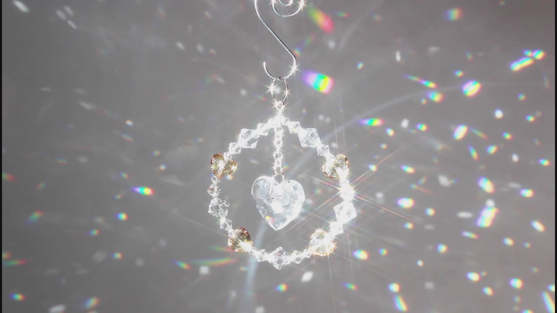 Crystal Heart Ornament & Rainbow Maker Suncatcher With Swarovski Prism Pendulum  video