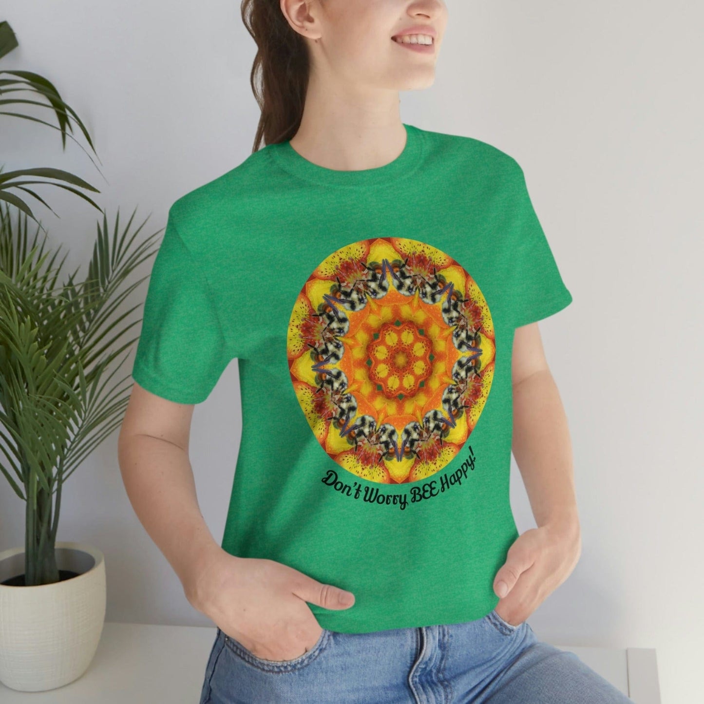 Bee T Shirt Poet Shirt, Zen Mystical Insect Shirt, Witty Bug Shirt, Cute Shirts - Don't Worry BEE Happy