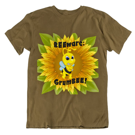 Bee Shirt, Witty Goofy Bee T Shirt, BEEware GrumBEE Sarcastic Silly Shirt, Kawaii, Cool Soft Bella Canvas Graphic Tee