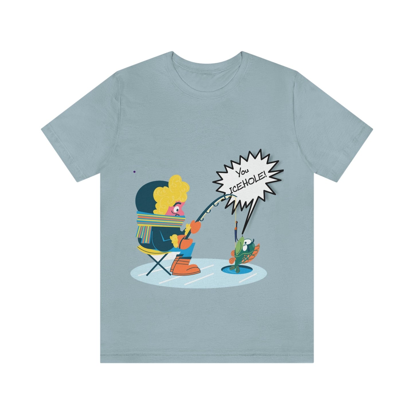 Ironic Funny Ice Fishing T Shirt, Fun Silly Goofy Shirt, Soft Bella Canvas