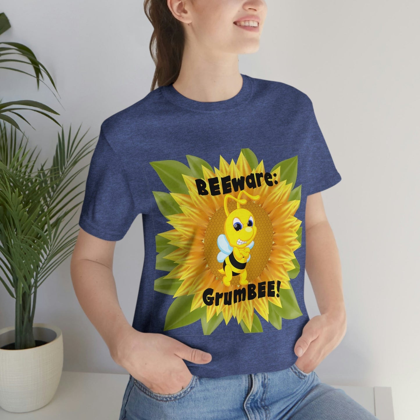 Bee Shirt, Witty Goofy Bee T Shirt, BEEware GrumBEE Sarcastic Silly Shirt, Kawaii, Cool Soft Bella Canvas Graphic Tee