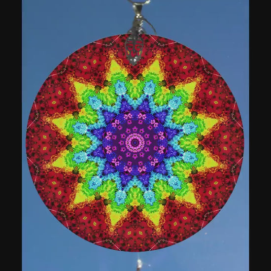 Rainbow Chakra Suncatcher, Sacred Geometry Mandala, Window Décor Sunlight Catcher, Crystal Art Gifts, Hippie Decorations, Unique Gifts Women