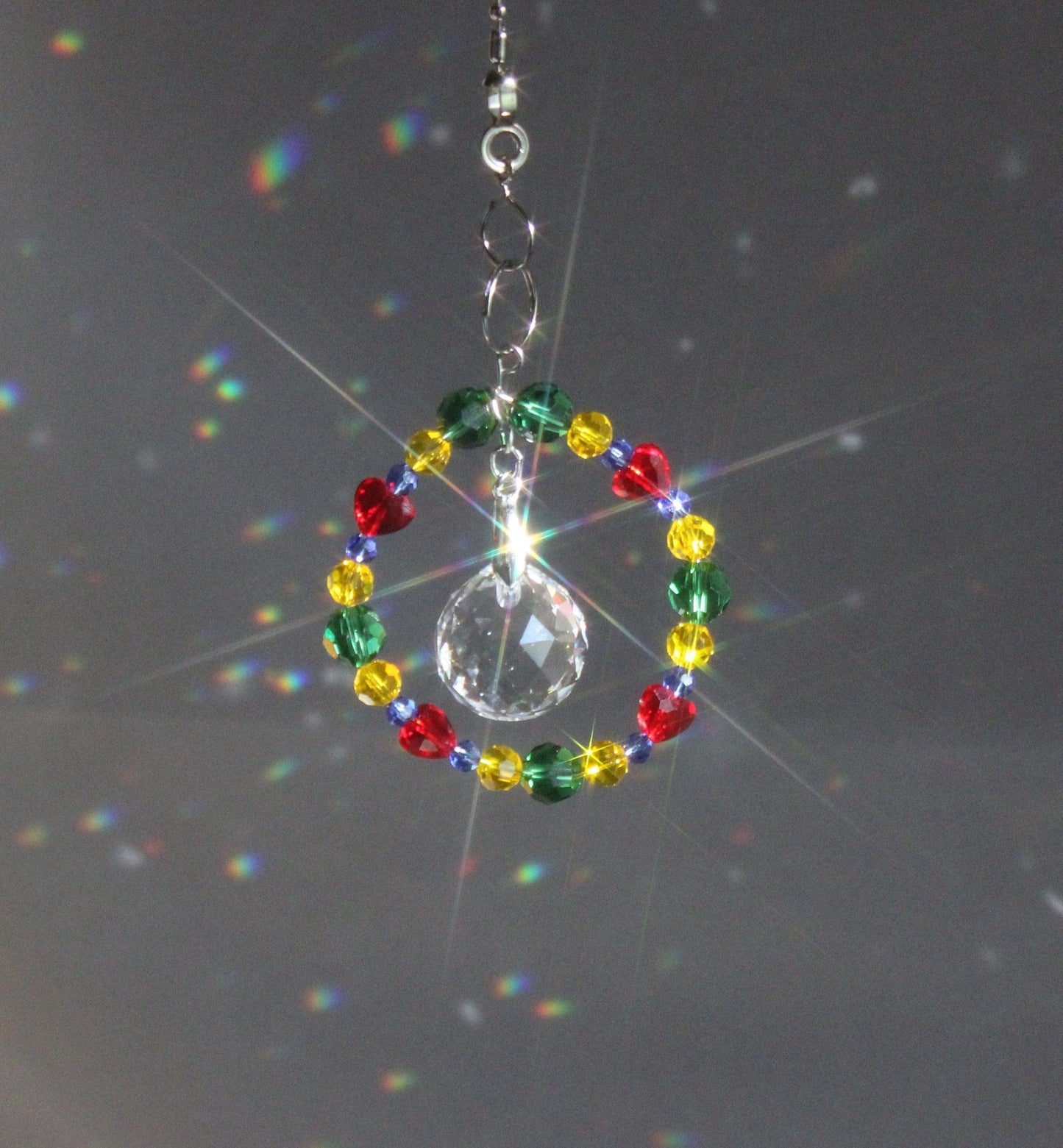 Crystal Sun Catcher, Light Catcher for Feng Shui, 15th Anniversary Gift, Rainbow Maker, Window Hanging Prism Suncatcher, Car Charm