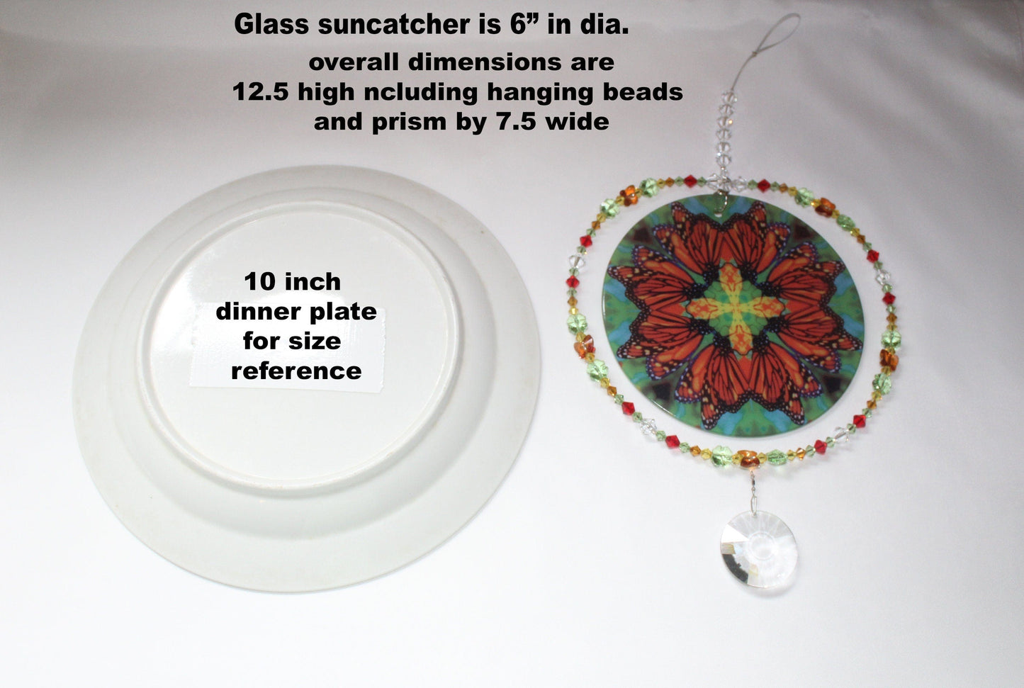 Monarch Butterfly Lover Sunlight Catcher, Crystal Window Sun Catcher With Swarovski Crystals & Prism, Mindfulness Gift, Timeless Treasure size reference