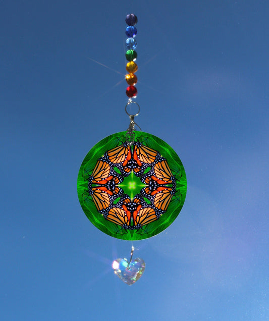 Monarch Butterfly Suncatcher, Crystal Sun Catcher Mobile, Light Catcher, Window Hanging Prism, Rainbow Maker, Butterfly Ornament G